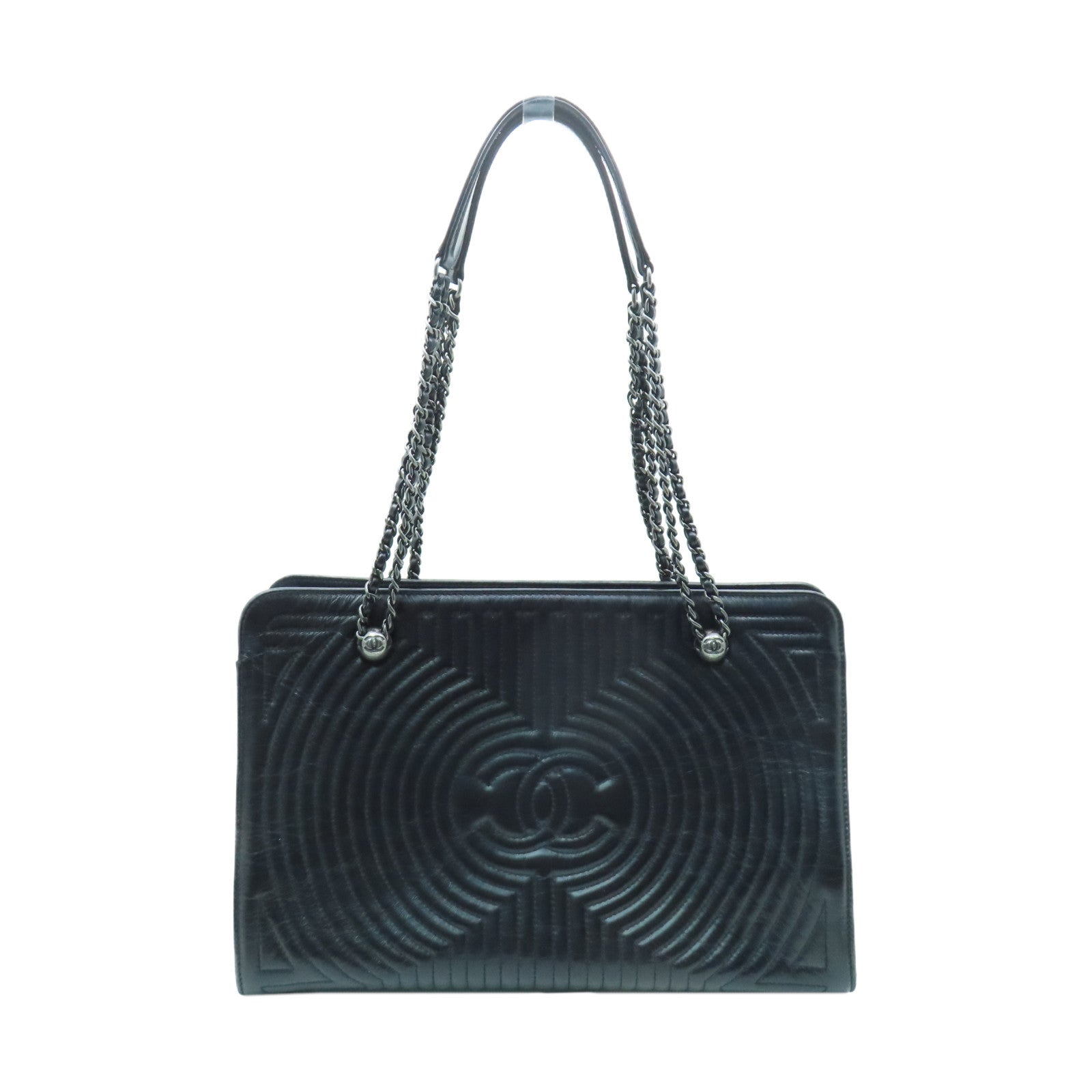 CHANEL 【激減優惠】牛皮皮革Chain Shoulder Bag銀扣鏈帶肩背袋黑色