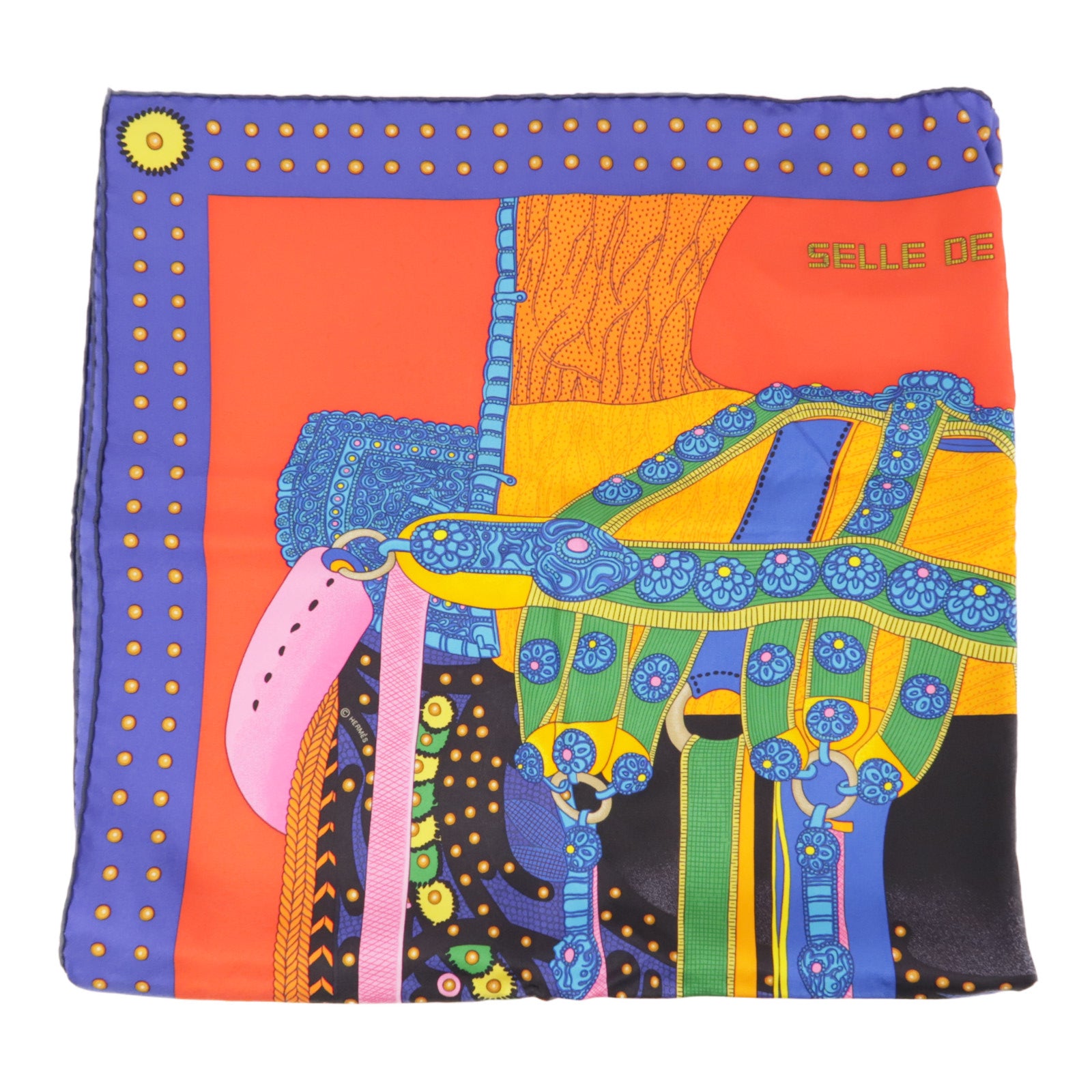 HERMES Scarf 90x90 Silk Purple/Red