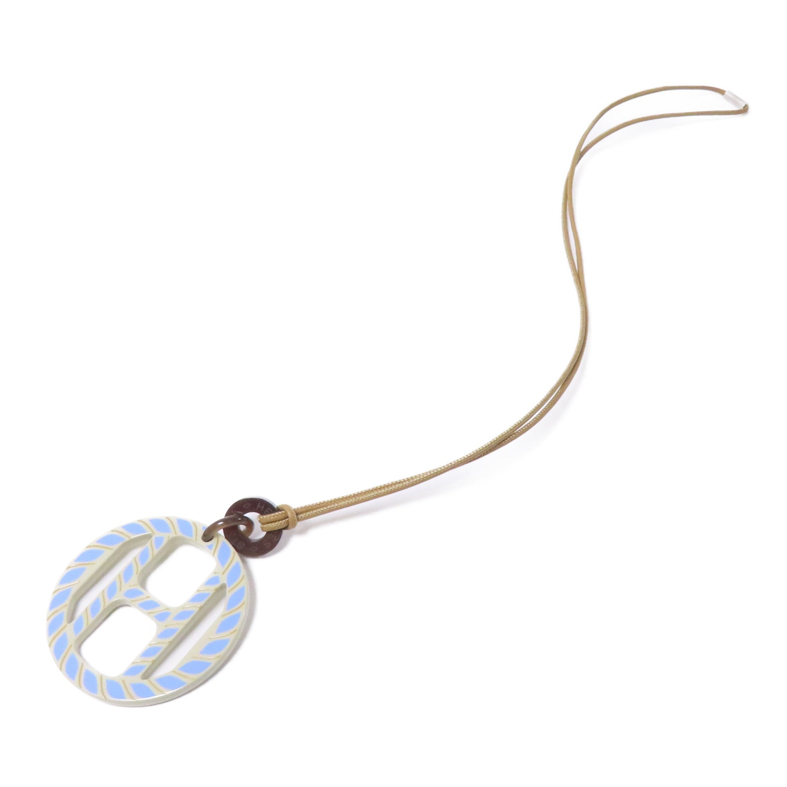 HERMES 【激減優惠】牛角H Equipe Necklace項鍊米色/淺藍色