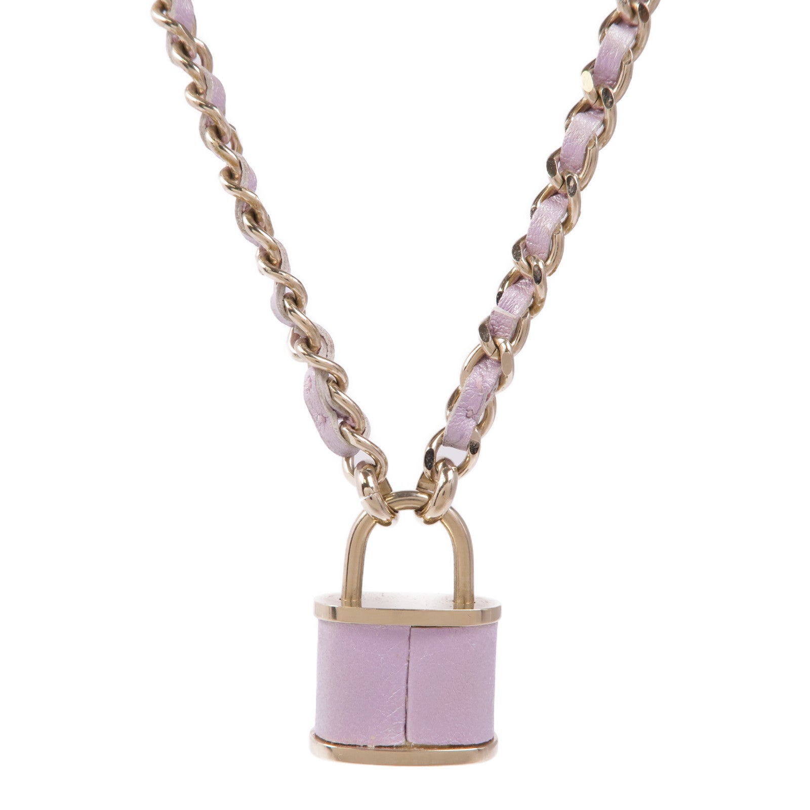 CHANEL 金屬/皮革Lock Necklace項鍊