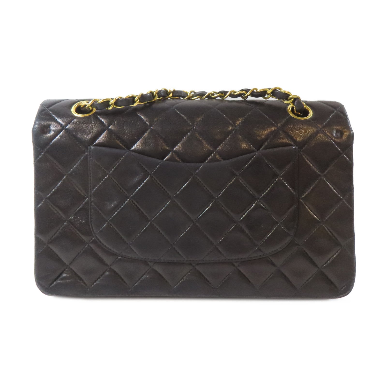 CHANEL 菱格羊皮皮革Vintage Classic 25金扣鏈帶肩背袋黑色