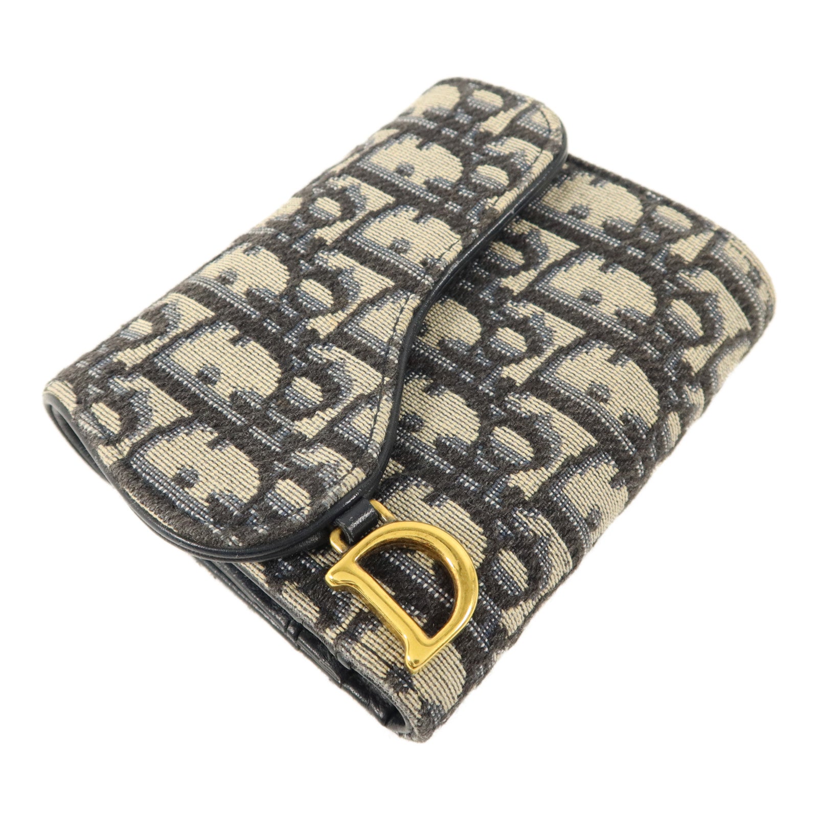 Dior 帆布/牛皮皮革Saddle Lotus Wallet錢包