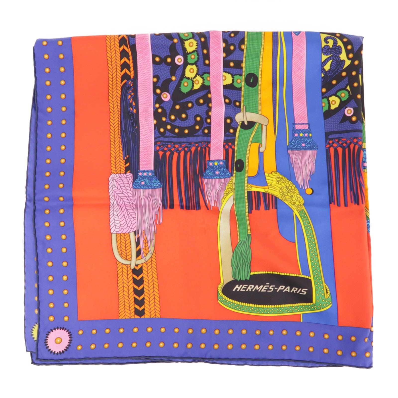 HERMES Scarf 90x90 Silk Purple/Red