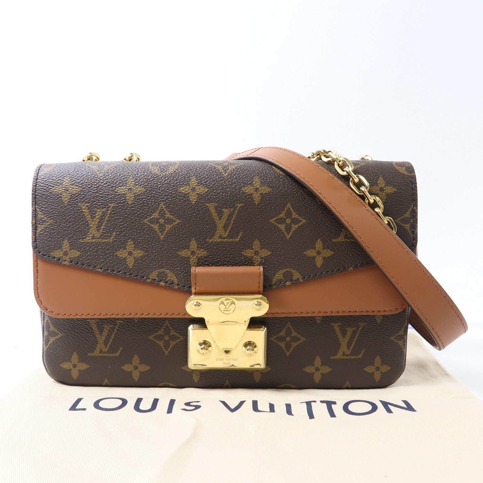 LOUIS VUITTON Monogram Marceau金扣肩背袋棕色