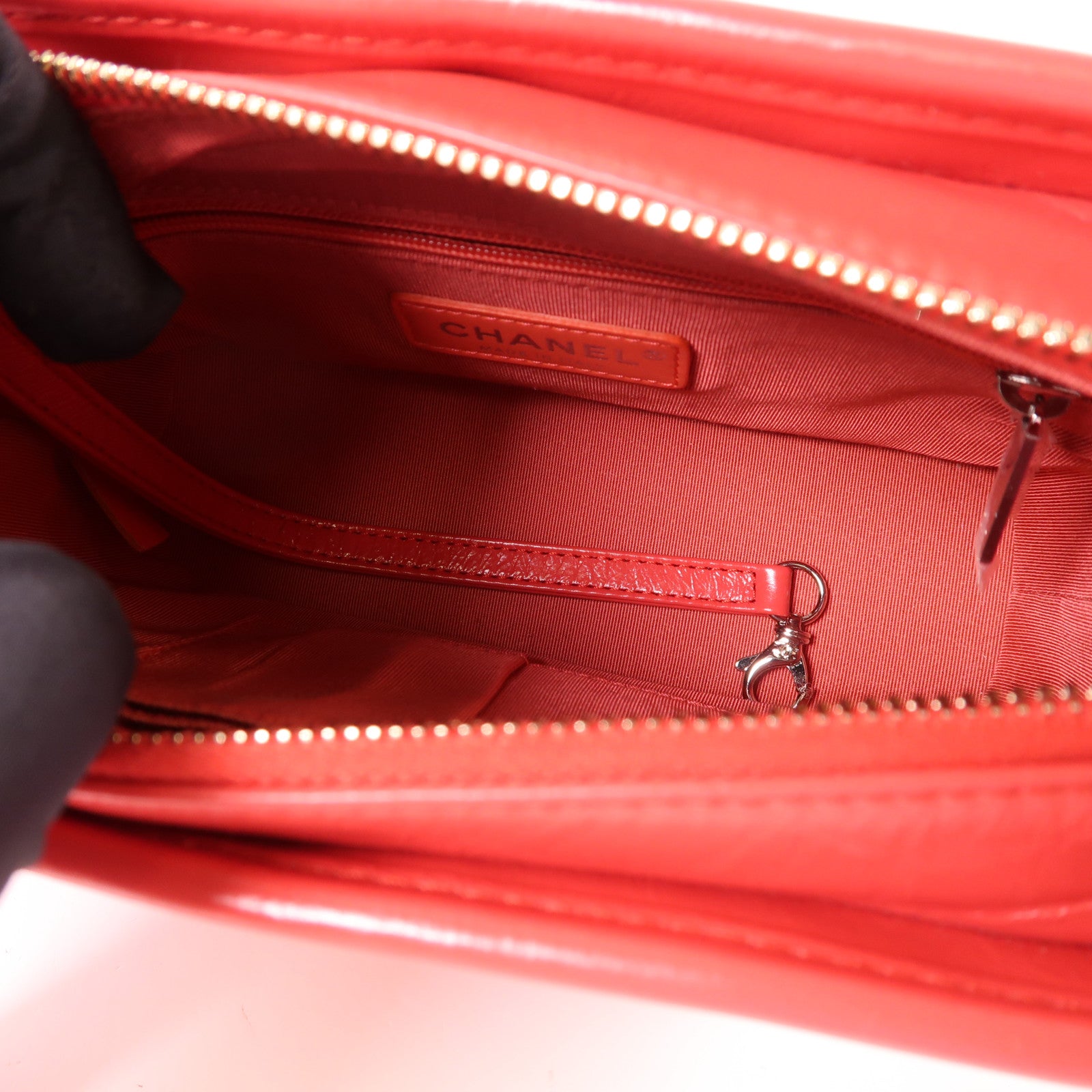 CHANEL CC Gabrielle Small Chain Shoulder Bag Calfskin Leather Red