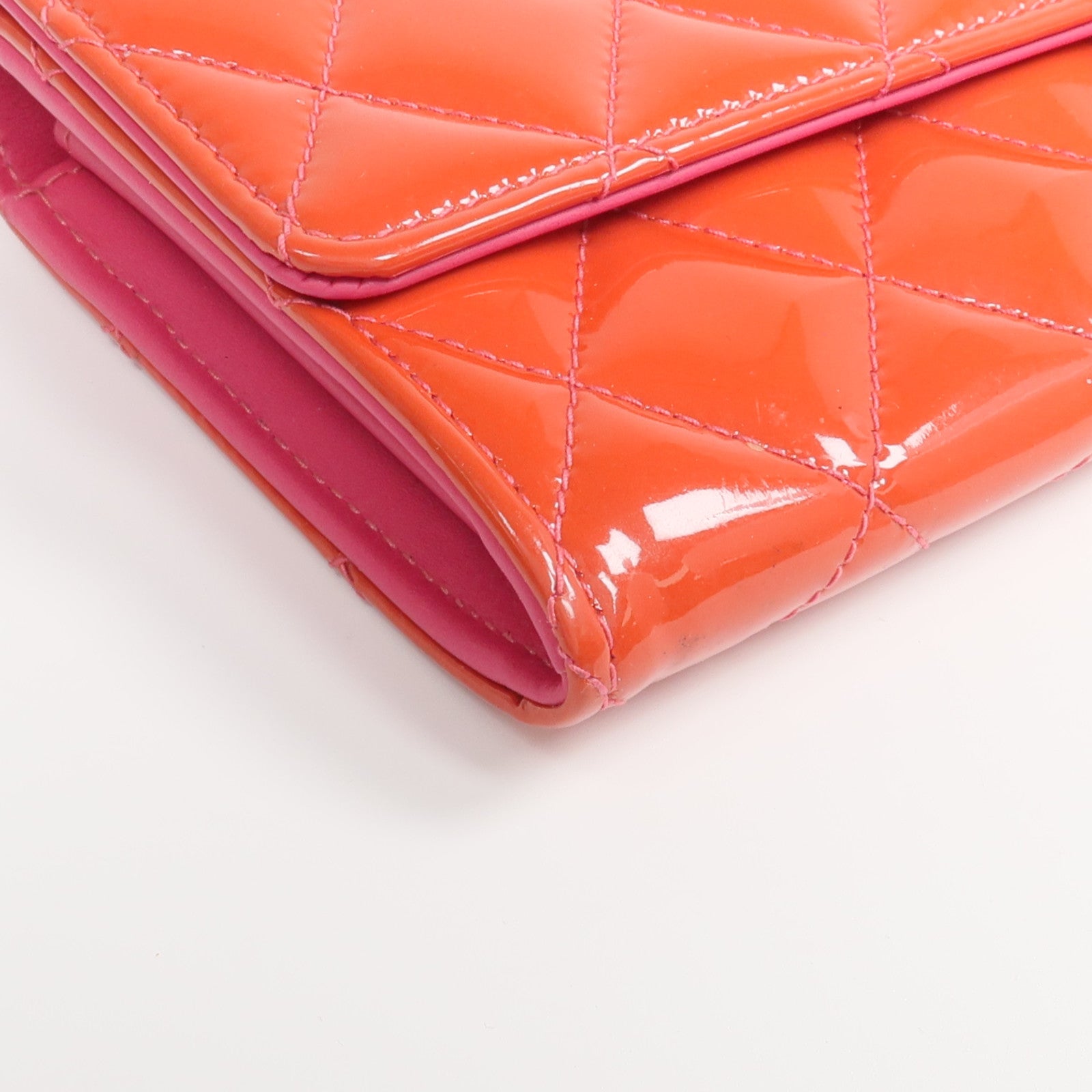 CHANEL 【激減優惠】漆皮皮革Long Wallet銀扣長錢包