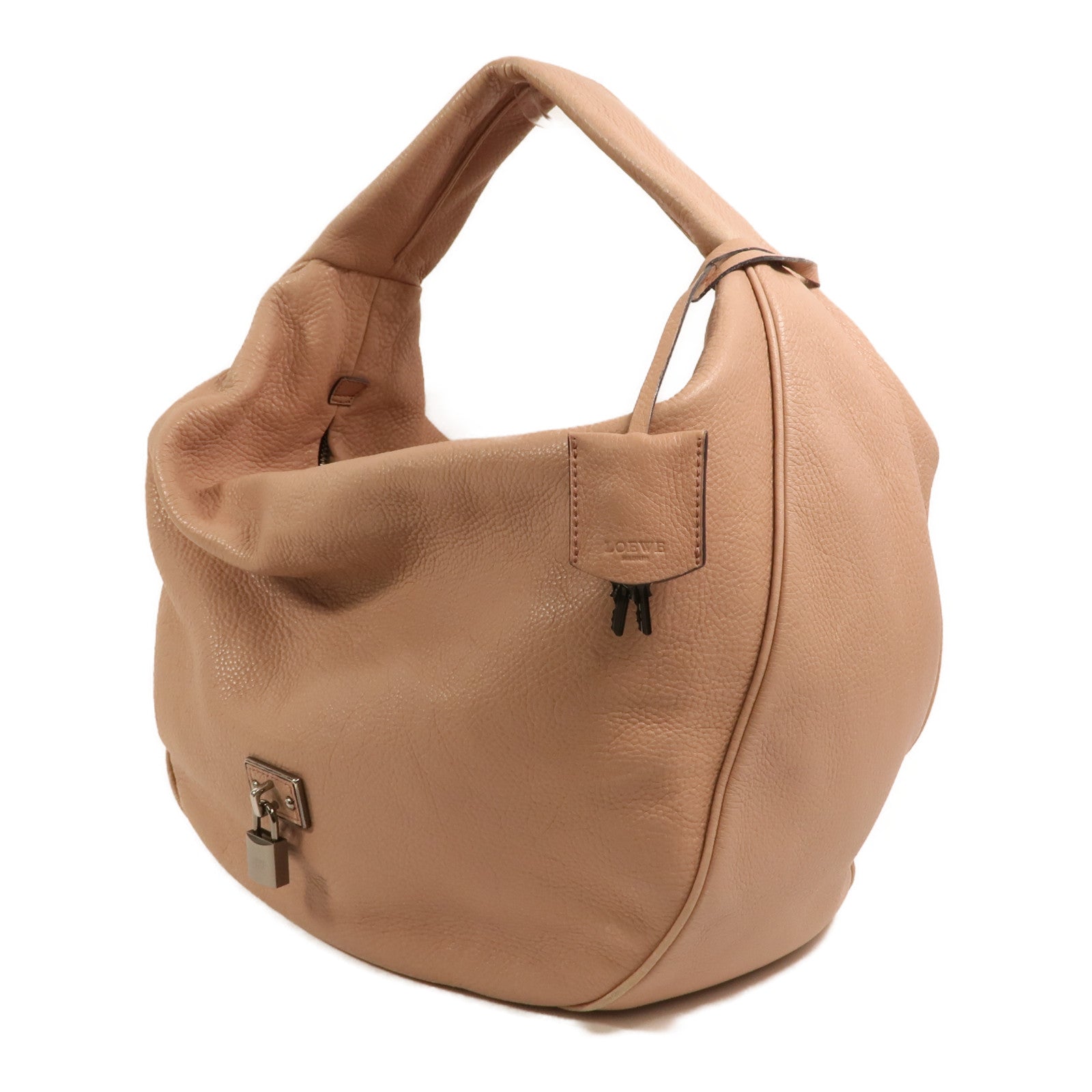 LOEWE 牛皮皮革Calle Lock Hobo銀扣肩背袋