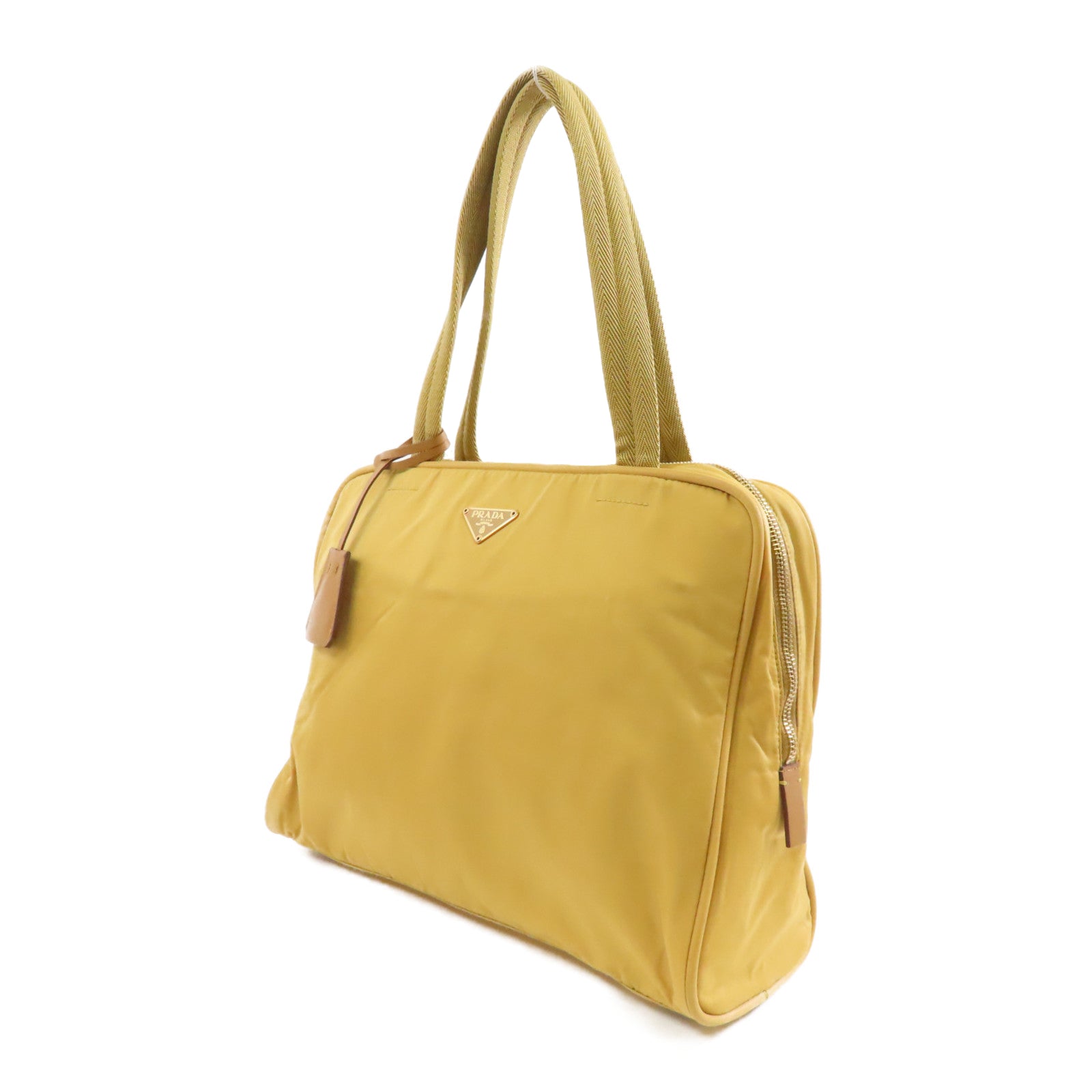 PRADA 尼龍Hand Bag金扣手挽袋金色