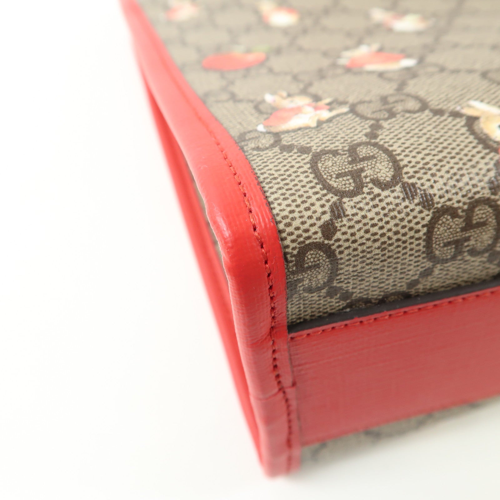 GUCCI 塗層帆布/皮革Peter Rabbit x Gucci Children's Tote Bag銀扣手挽袋棕色/紅色