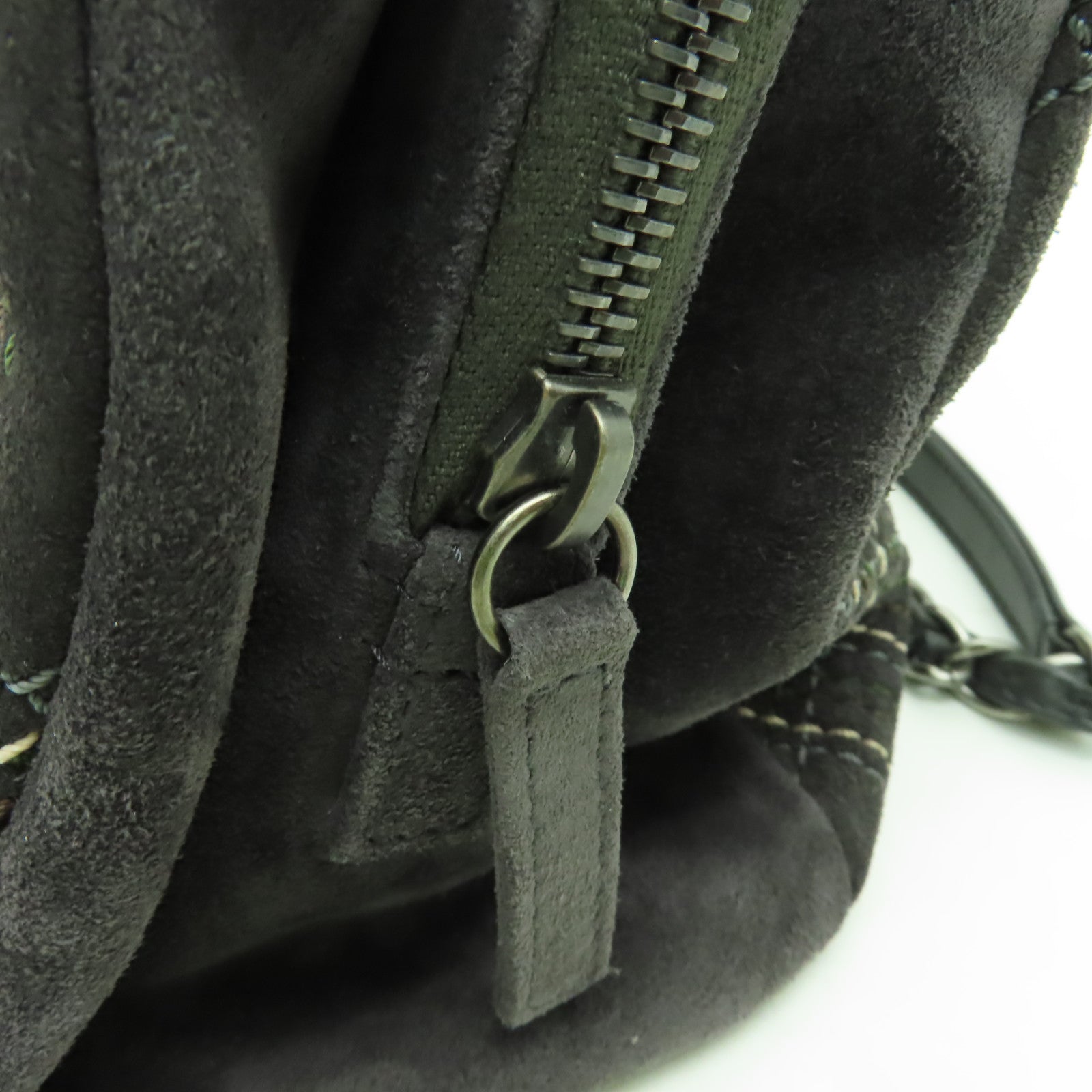 CHANEL 【清倉大減價】麂皮皮革Chain Shoulder Bag銀扣鏈帶肩背袋灰色