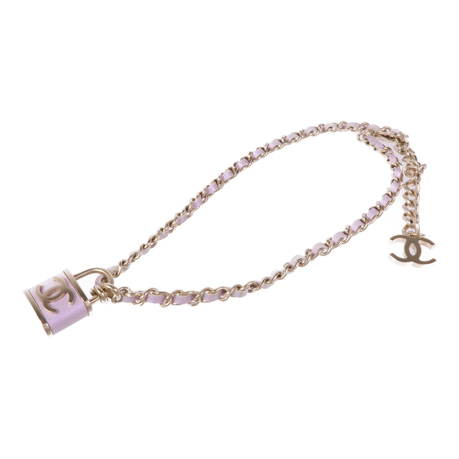 CHANEL 金屬/皮革Lock Necklace項鍊
