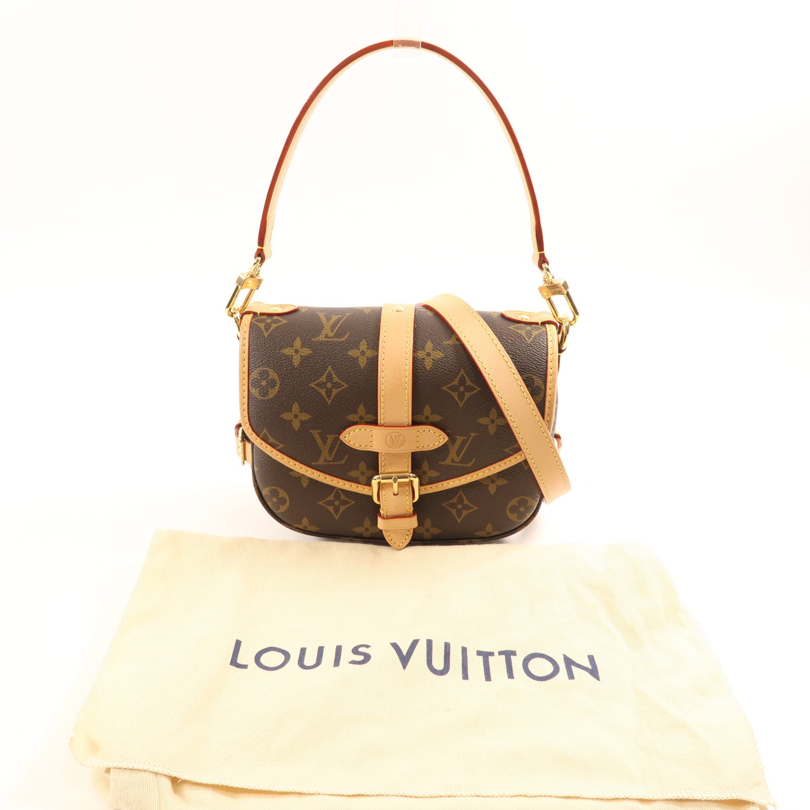 LOUIS VUITTON Monogram Saumur BB金扣手挽肩背兩用袋