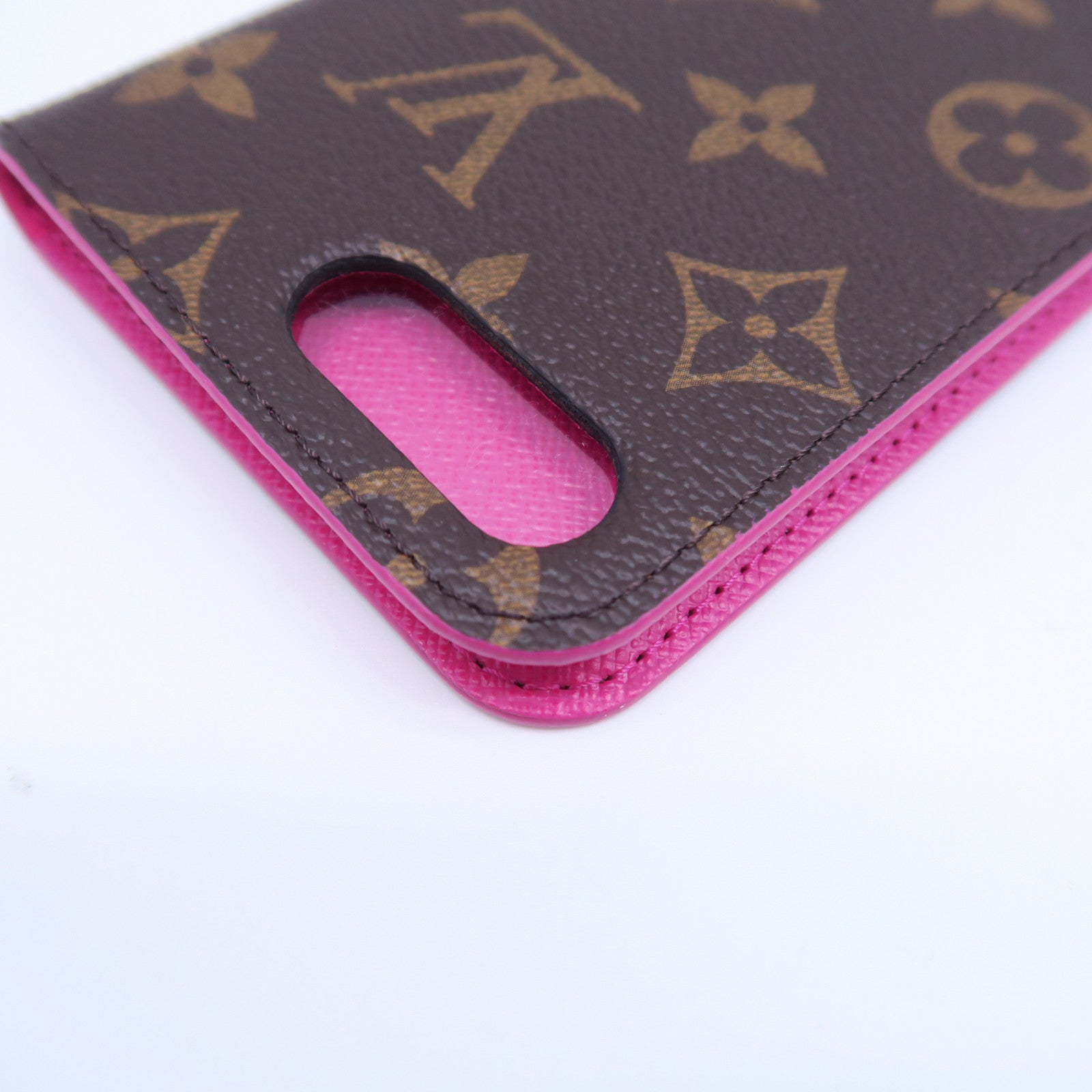 LOUIS VUITTON 【清倉大減價】Monogram iPhone 8 Plus Folio Case手機殼啡色/粉紅色