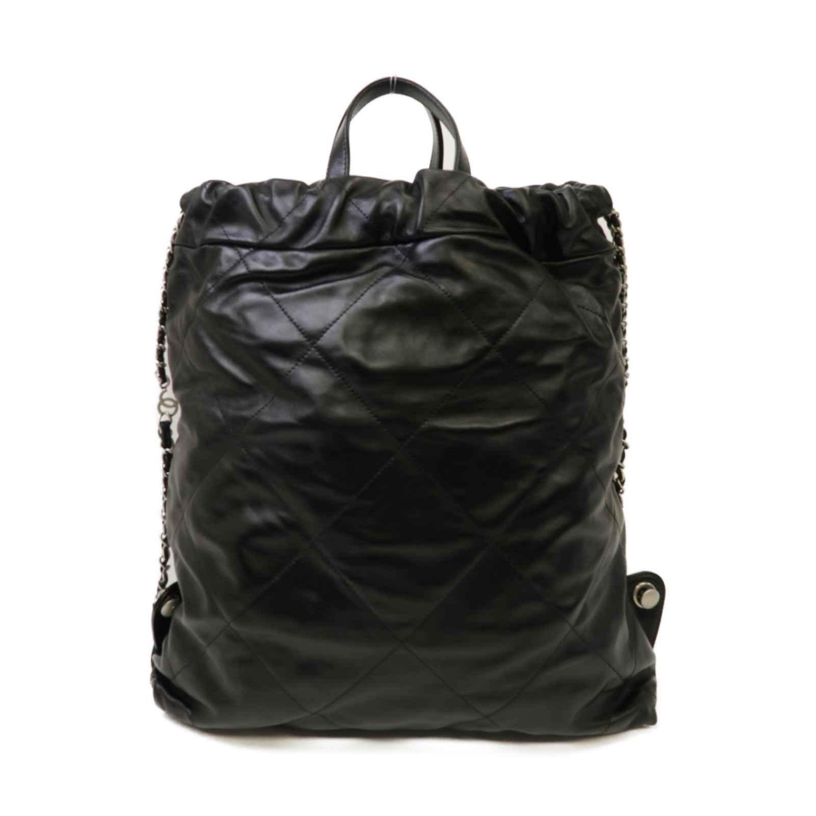 CHANEL 【清倉大減價】菱格牛皮皮革Chanel 22 Backpack銀扣雙肩背包黑色