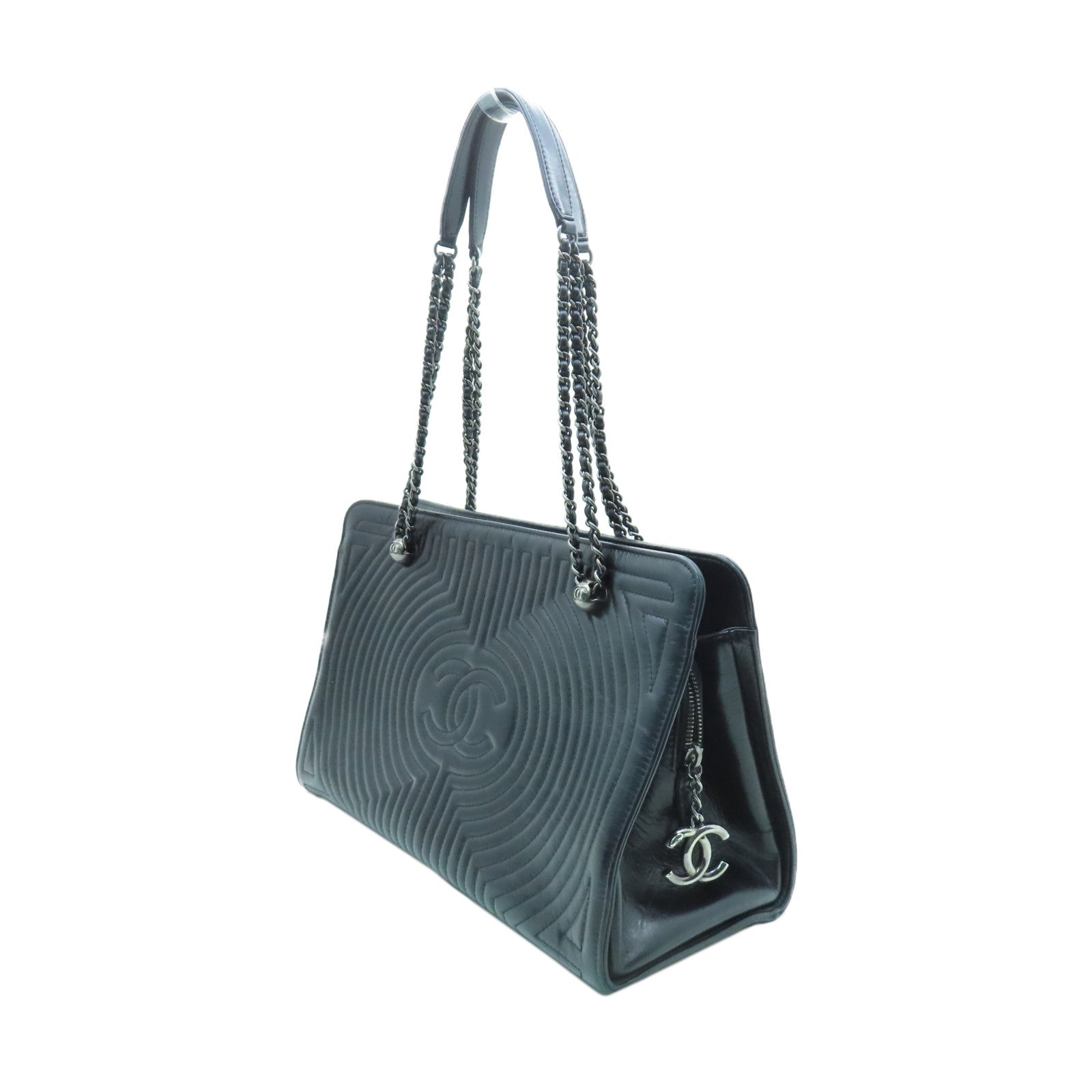 CHANEL 【激減優惠】牛皮皮革Chain Shoulder Bag銀扣鏈帶肩背袋黑色