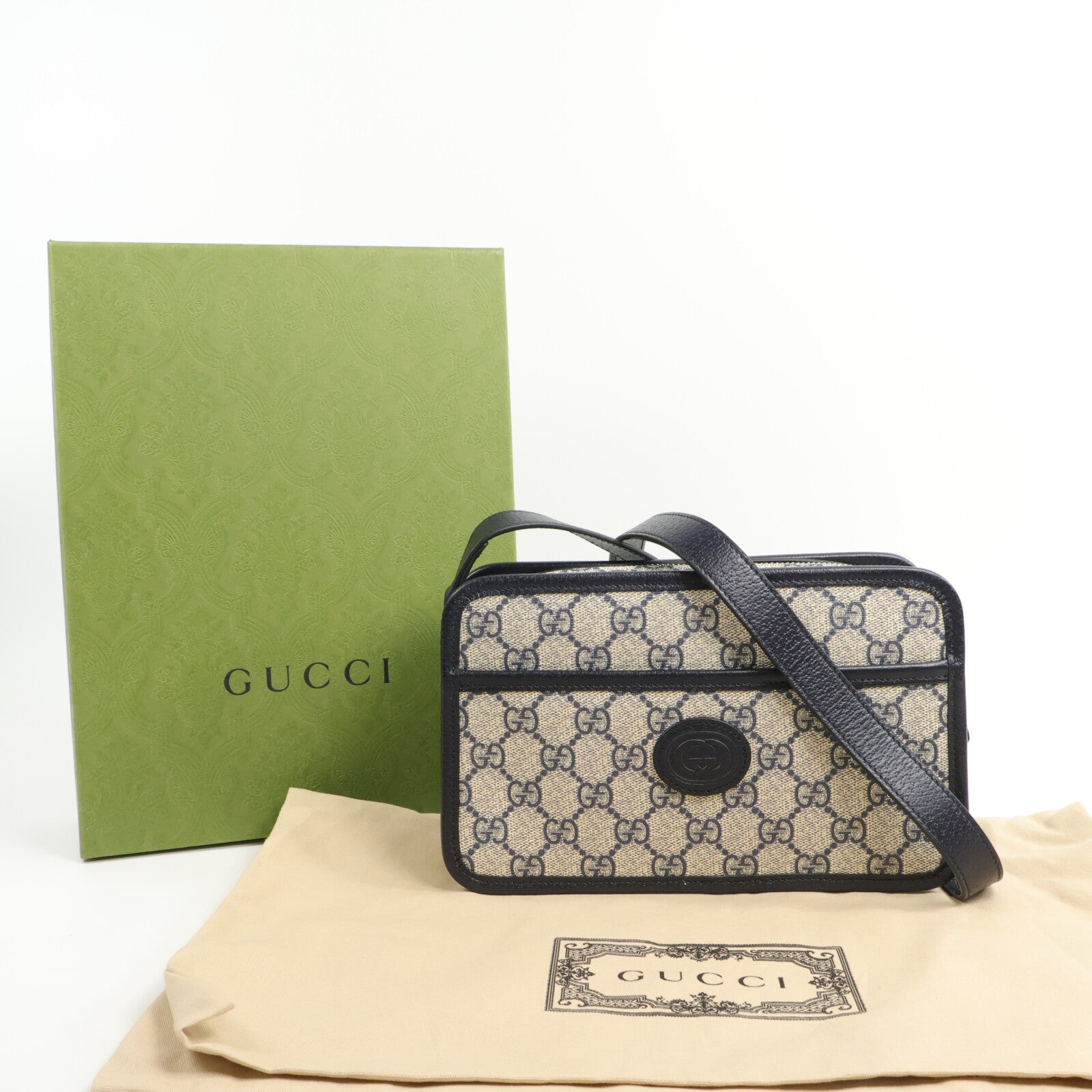 GUCCI 塗層帆布Interlocking G Shoulder Bag肩背袋
