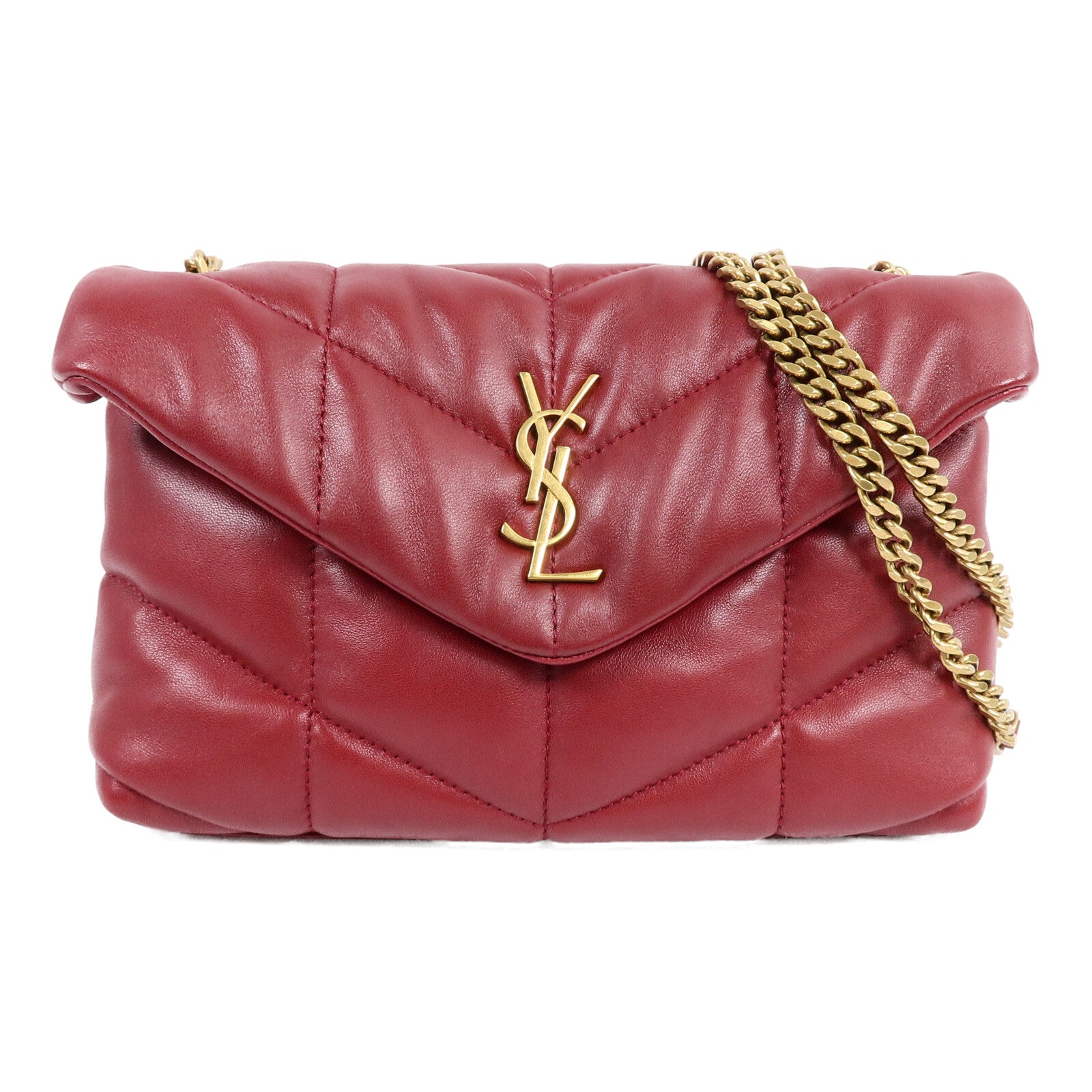 SAINT LAURENT 牛皮皮革Puffy Mini鏈帶肩背袋