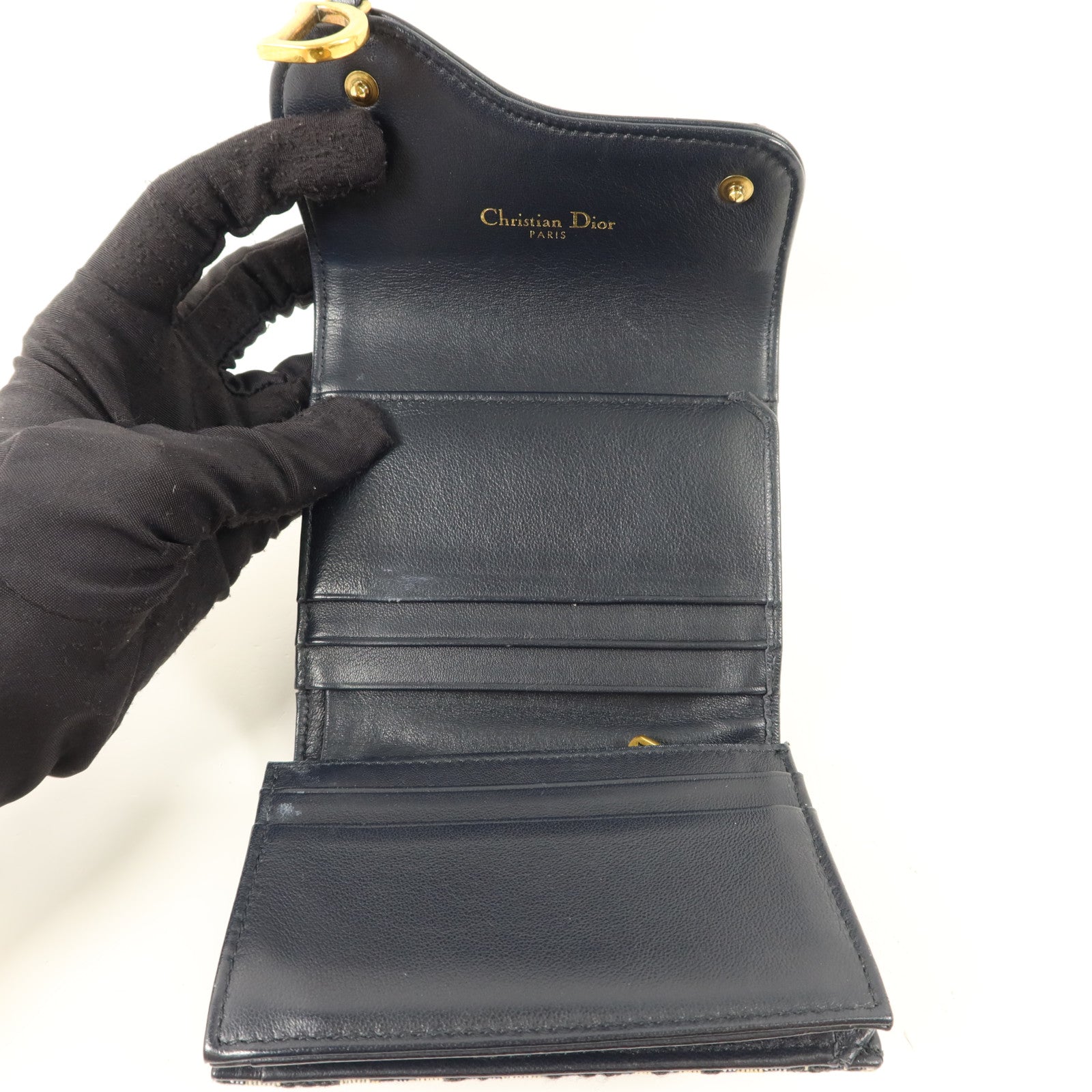 Dior 帆布/牛皮皮革Saddle Lotus Wallet錢包