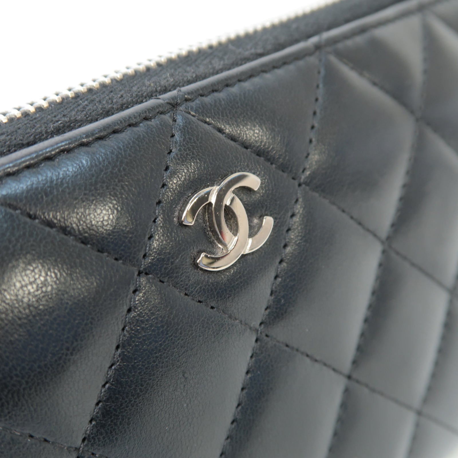CHANEL 【激減優惠】菱格羊皮皮革Long Wallet銀扣長錢包黒色