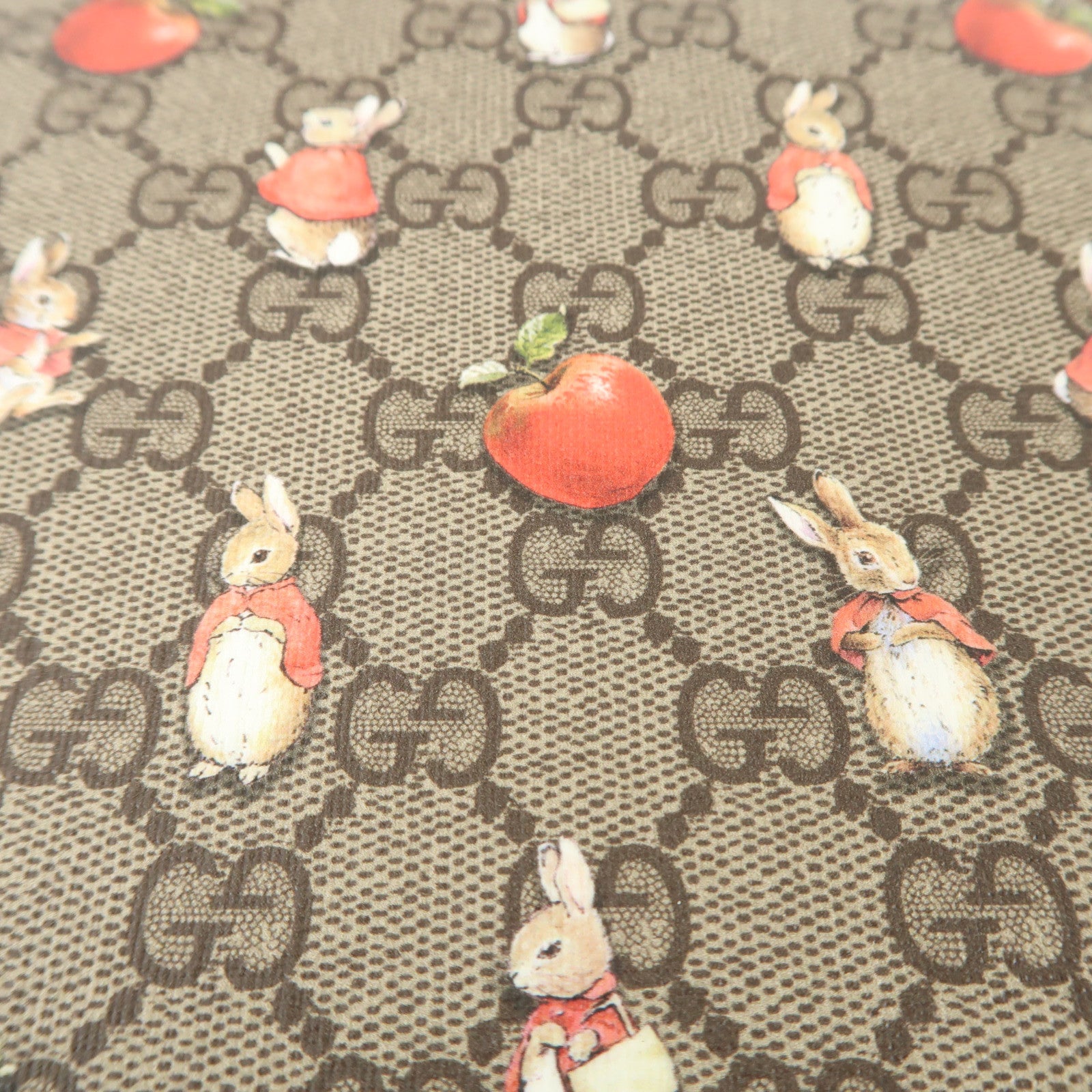 GUCCI 塗層帆布/皮革Peter Rabbit x Gucci Children's Tote Bag銀扣手挽袋棕色/紅色