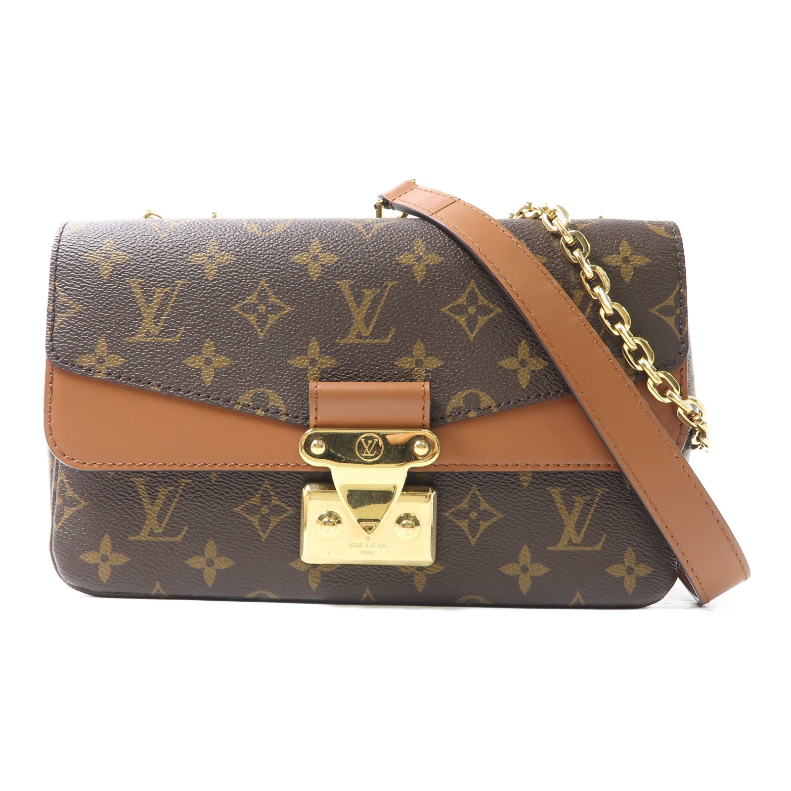 LOUIS VUITTON Monogram Marceau金扣肩背袋棕色