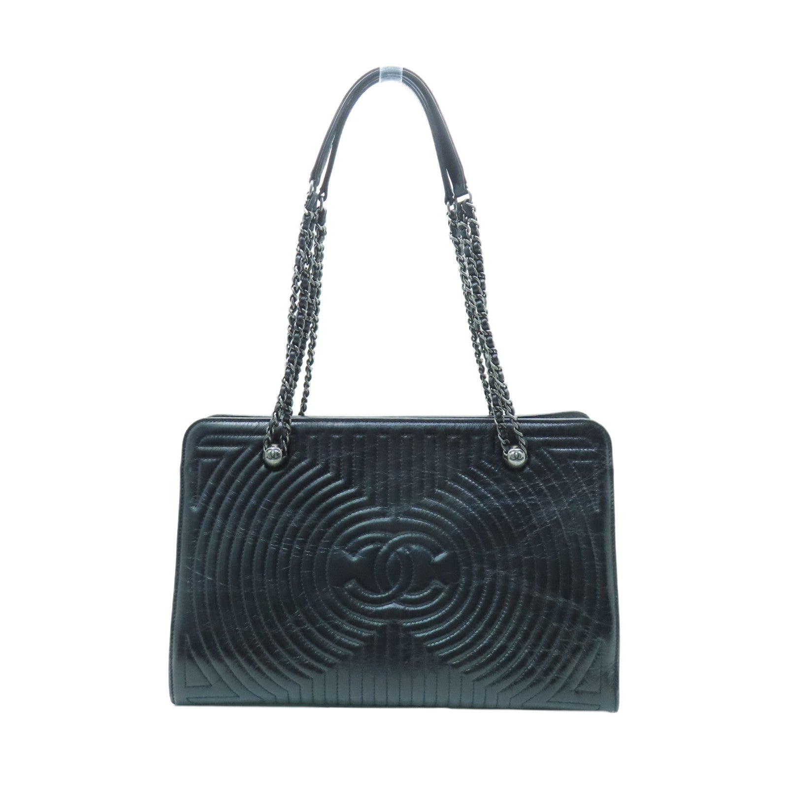 CHANEL 【激減優惠】牛皮皮革Chain Shoulder Bag銀扣鏈帶肩背袋黑色