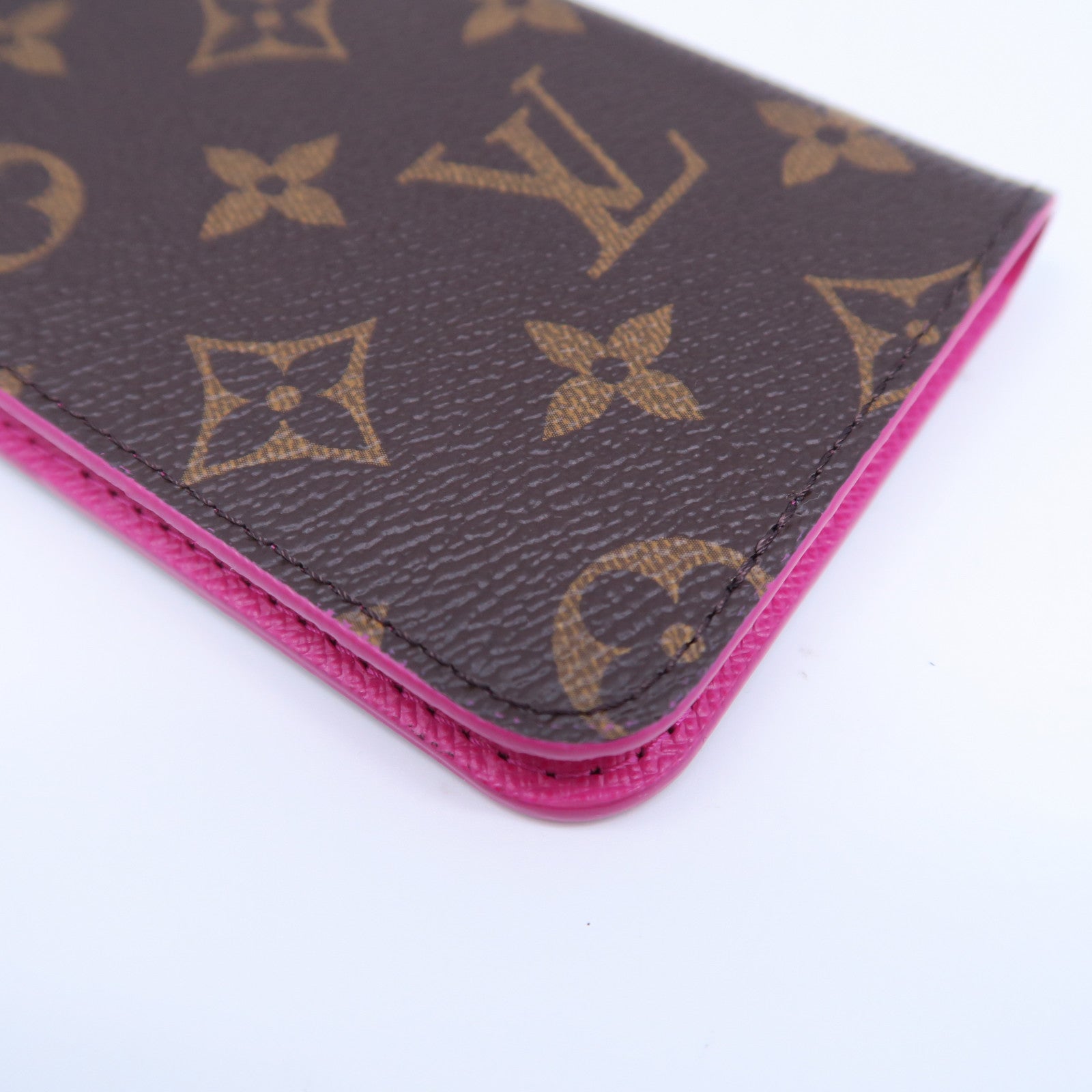 LOUIS VUITTON 【清倉大減價】Monogram iPhone 8 Plus Folio Case手機殼啡色/粉紅色