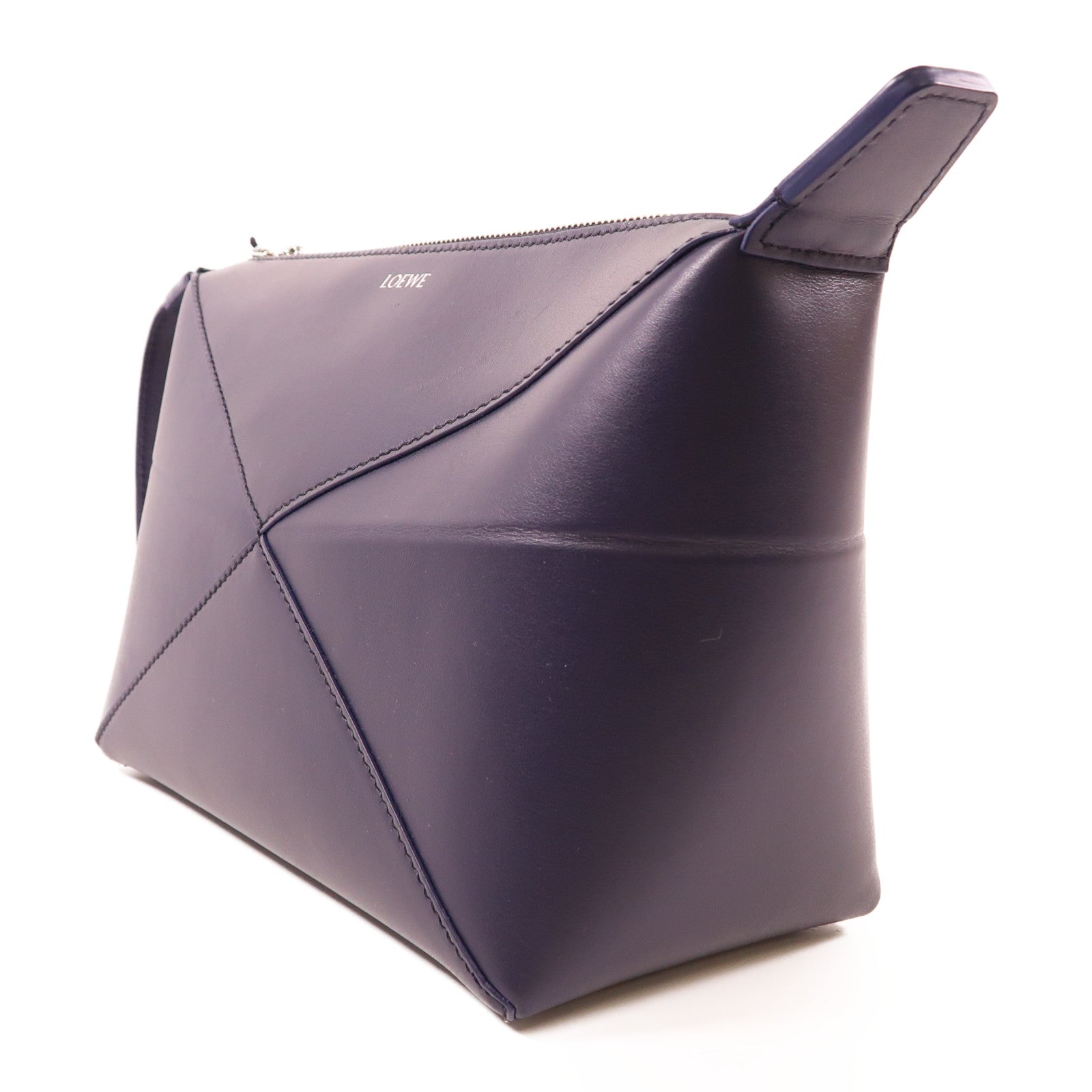 LOEWE 【激減優惠】牛皮皮革Puzzle Fold Wash Bag銀扣手拿包
