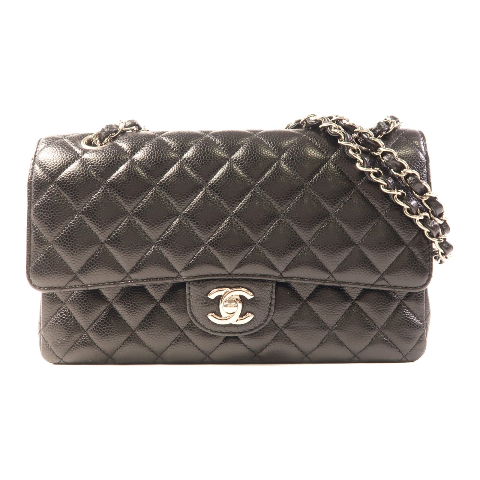 CHANEL 牛皮皮革Classic 25銀扣鏈帶肩背袋