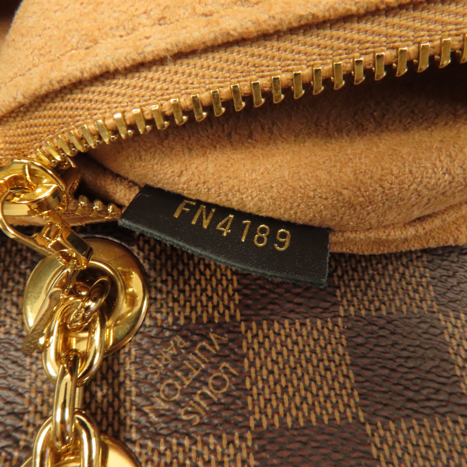 LOUIS VUITTON Damier Vavin PM金扣鏈帶肩背袋啡色
