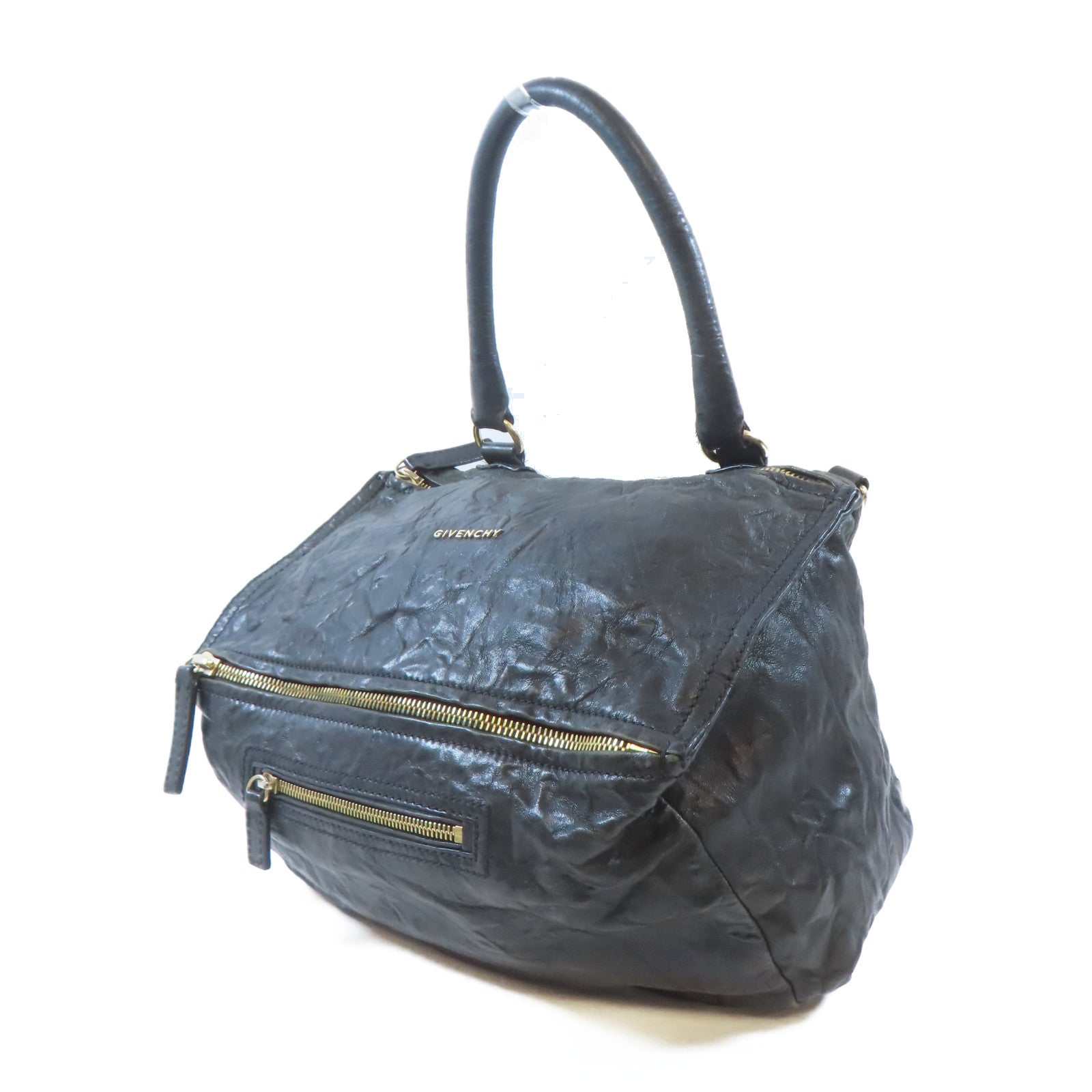 GIVENCHY 皮革Pandora Large Bag金扣手挽肩背兩用袋黑色