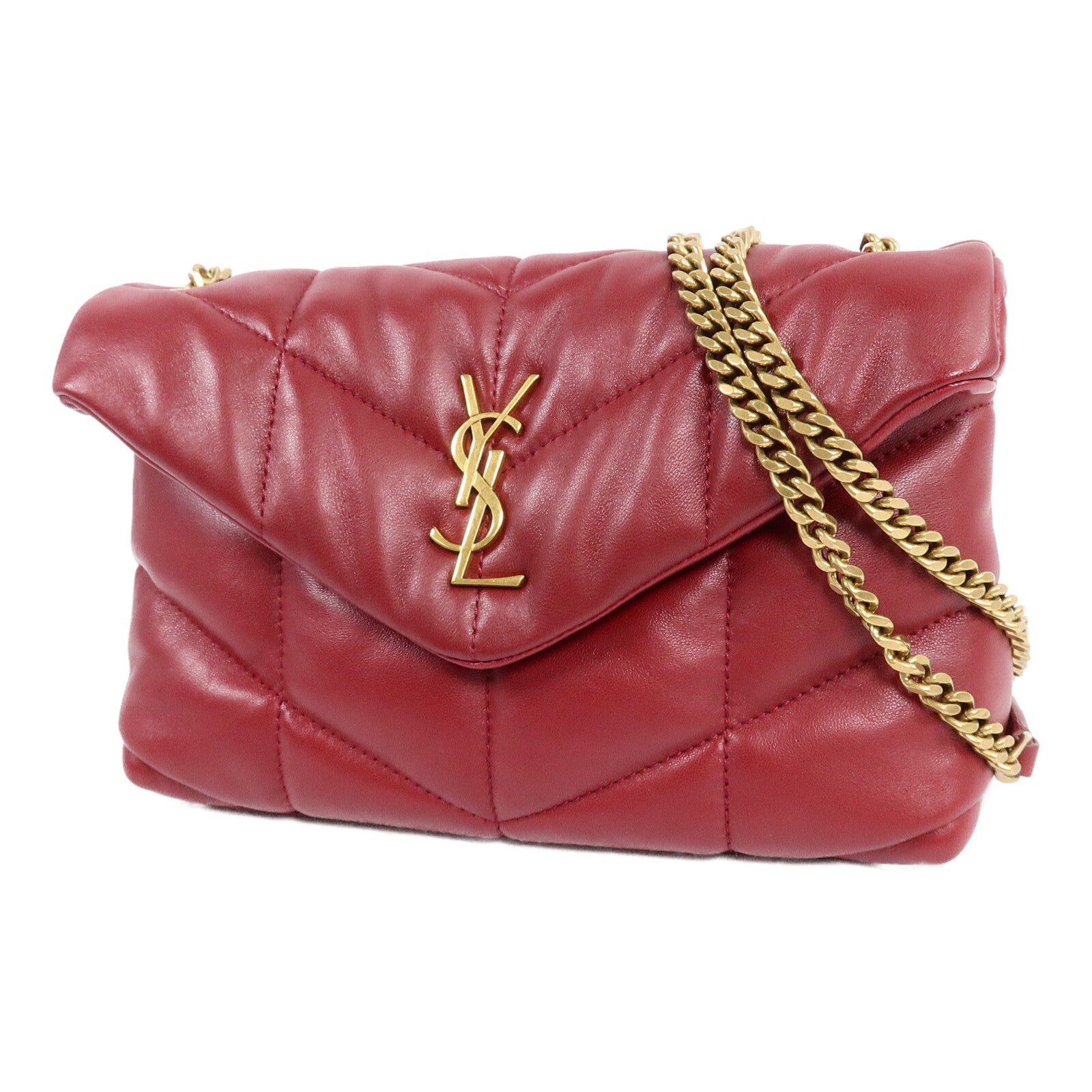 SAINT LAURENT 牛皮皮革Puffy Mini鏈帶肩背袋