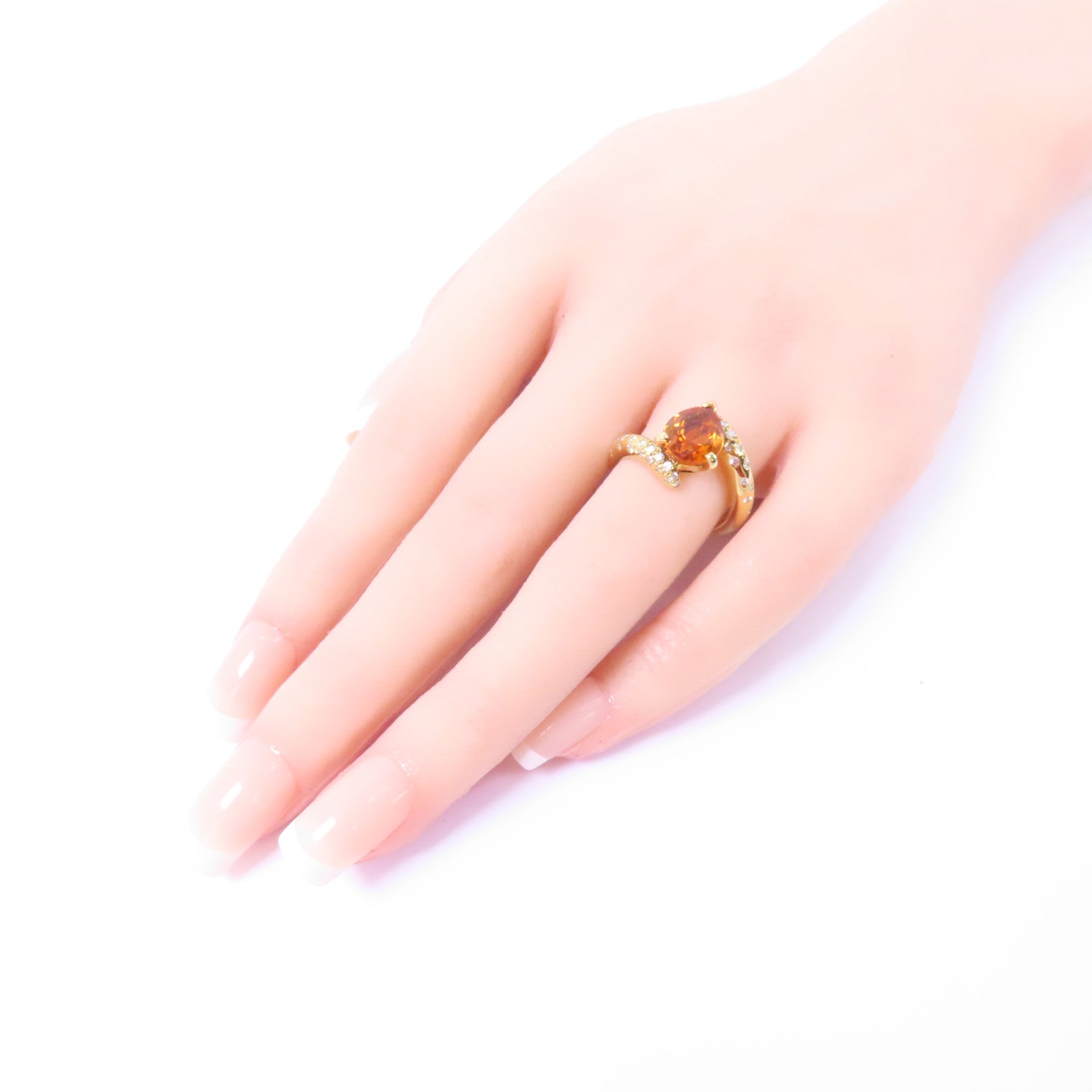 CHANEL 18K黃金Citrine Diamond Ring黃水晶鑽石戒指US#6.5
