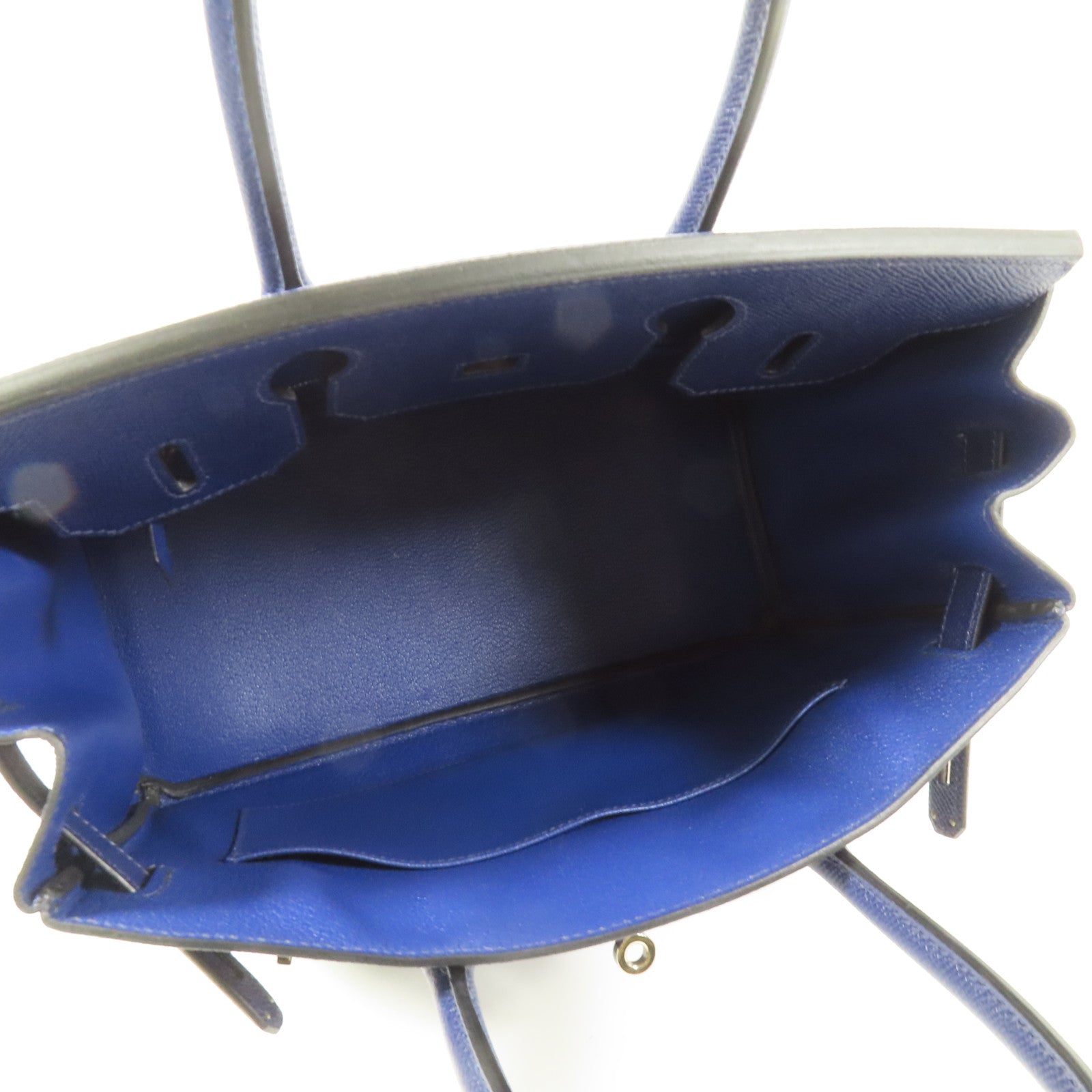 HERMES Epsom皮革Birkin 30銀扣手挽袋Bleu Saphir