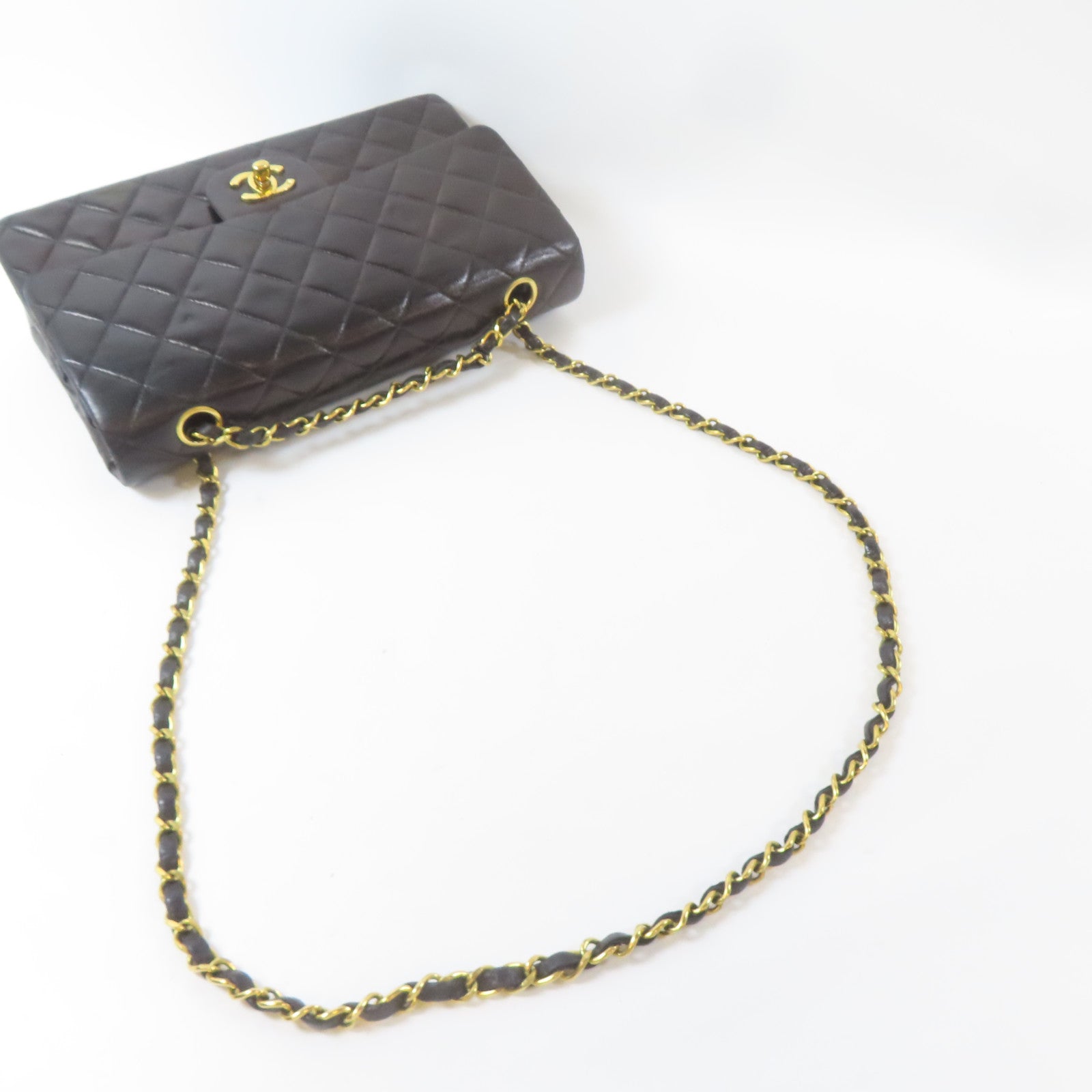 CHANEL 菱格羊皮皮革Vintage Classic 25金扣鏈帶肩背袋黑色