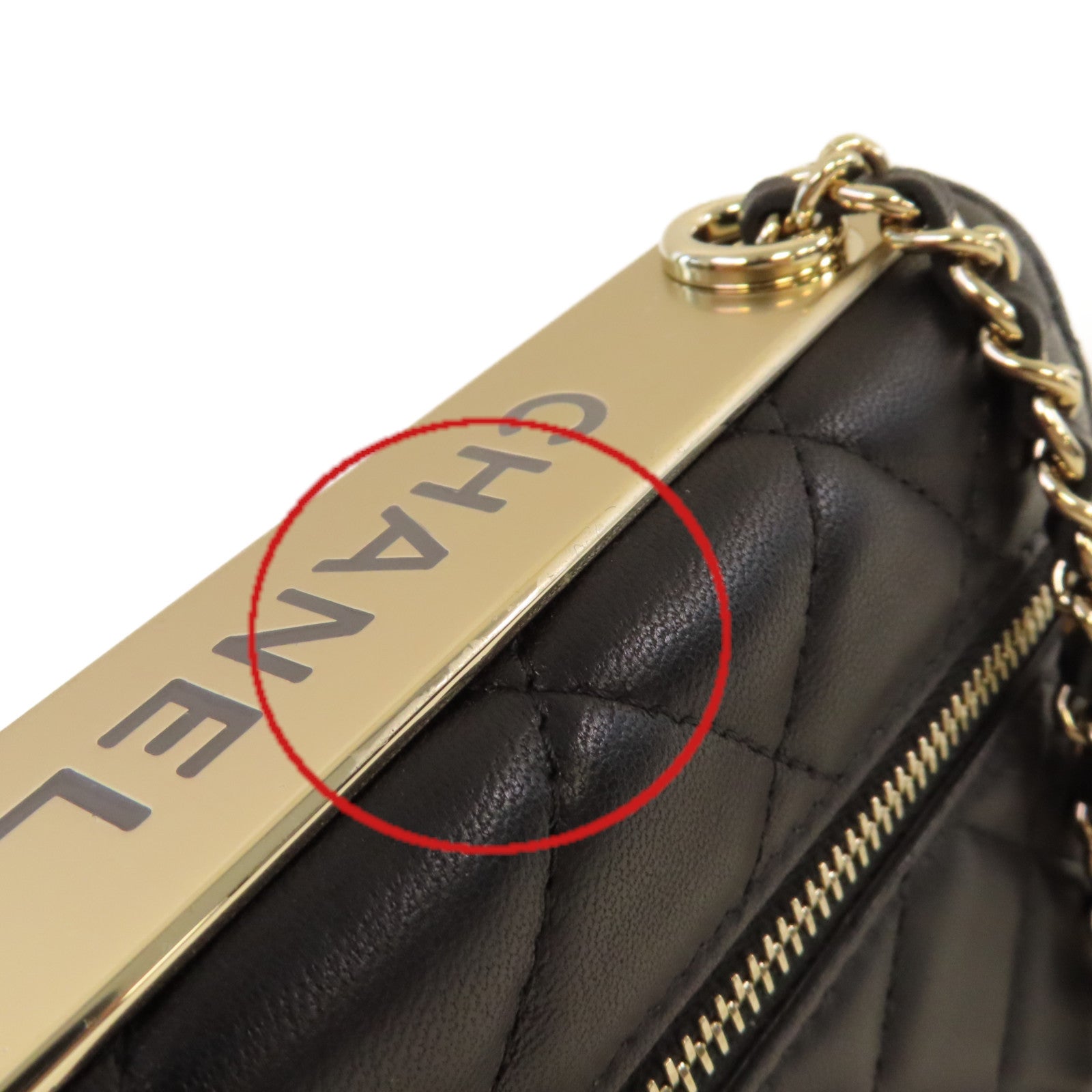 CHANEL 菱格羊皮皮革Trendy WOC Chain Shoulder Bag金扣鏈帶肩背袋黑色