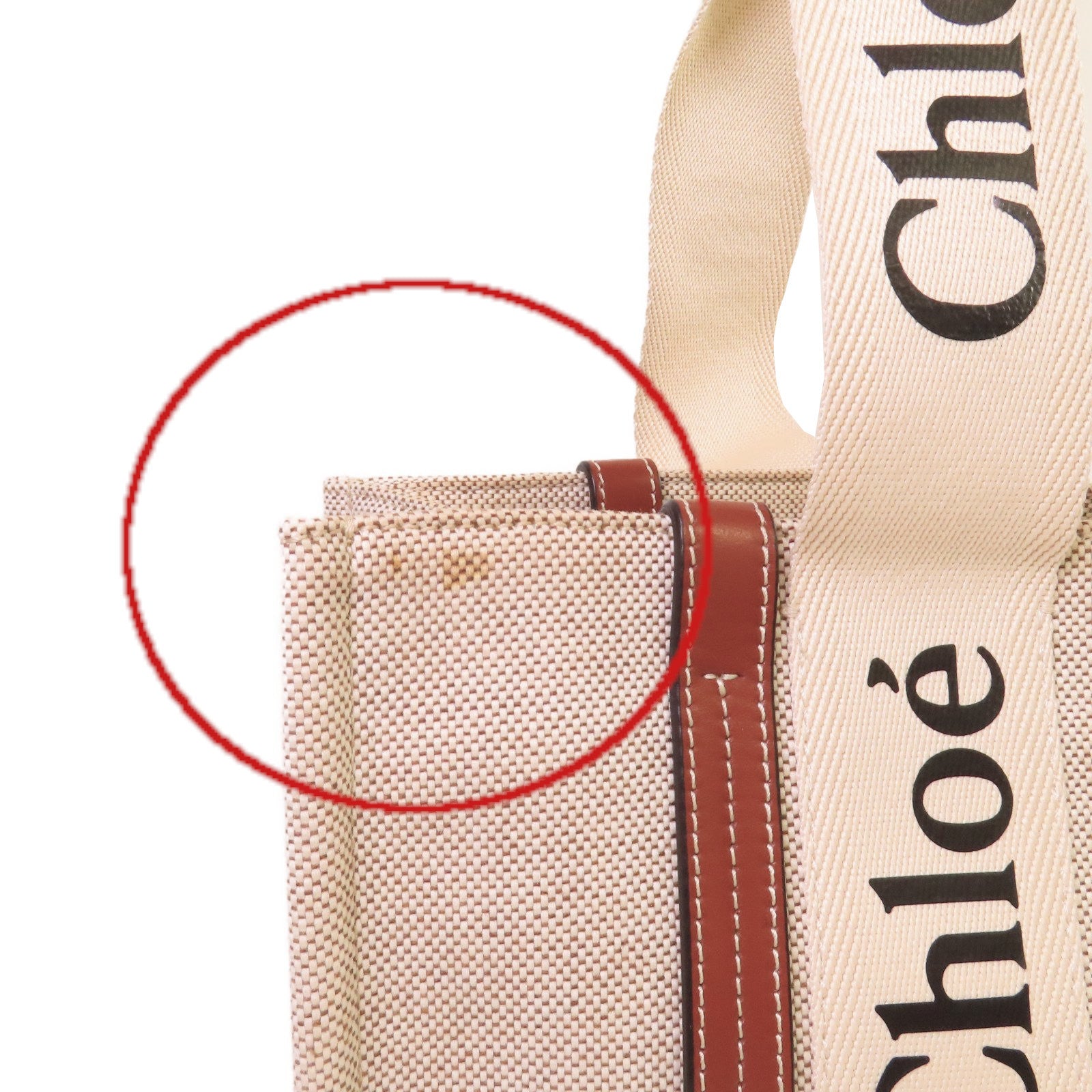 Chloe 帆布Woody Tote Medium Bag肩背袋杏色/啡色
