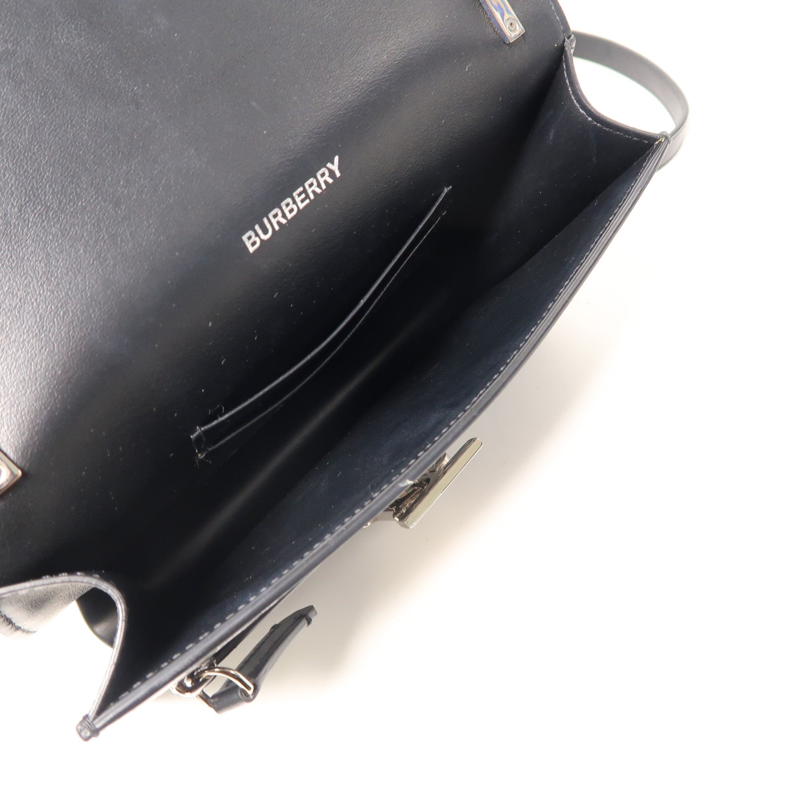BURBERRY 牛皮皮革Shoulder Bag銀扣肩背袋黑色