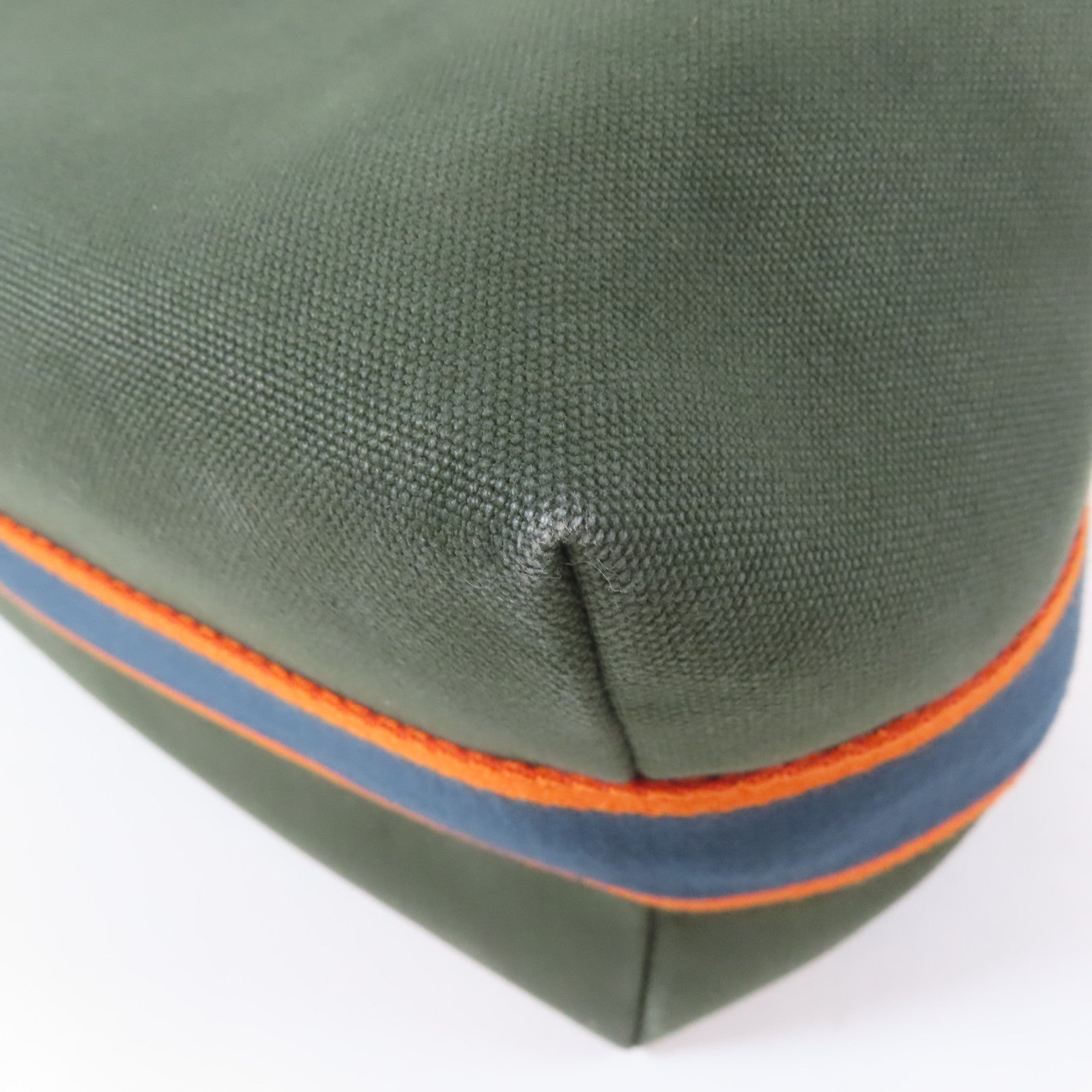 HERMES 帆布Bride-A-Brac Case銀扣手挽袋綠色