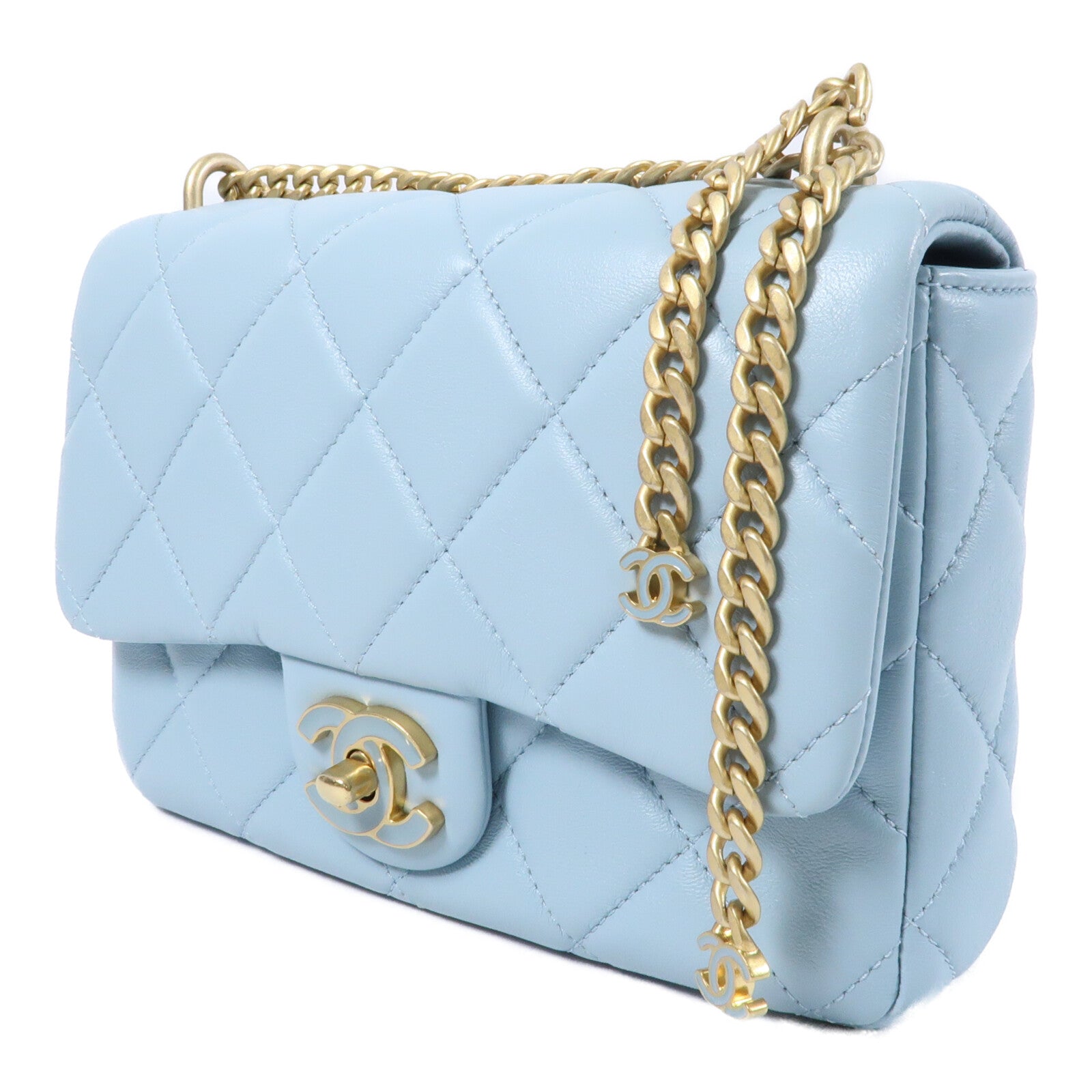 CHANEL 羊皮皮革CC Flat Bag 20鏈帶肩背袋