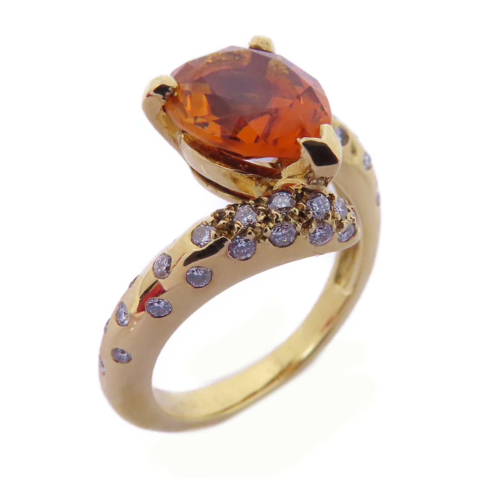 CHANEL 18K黃金Citrine Diamond Ring黃水晶鑽石戒指US#6.5