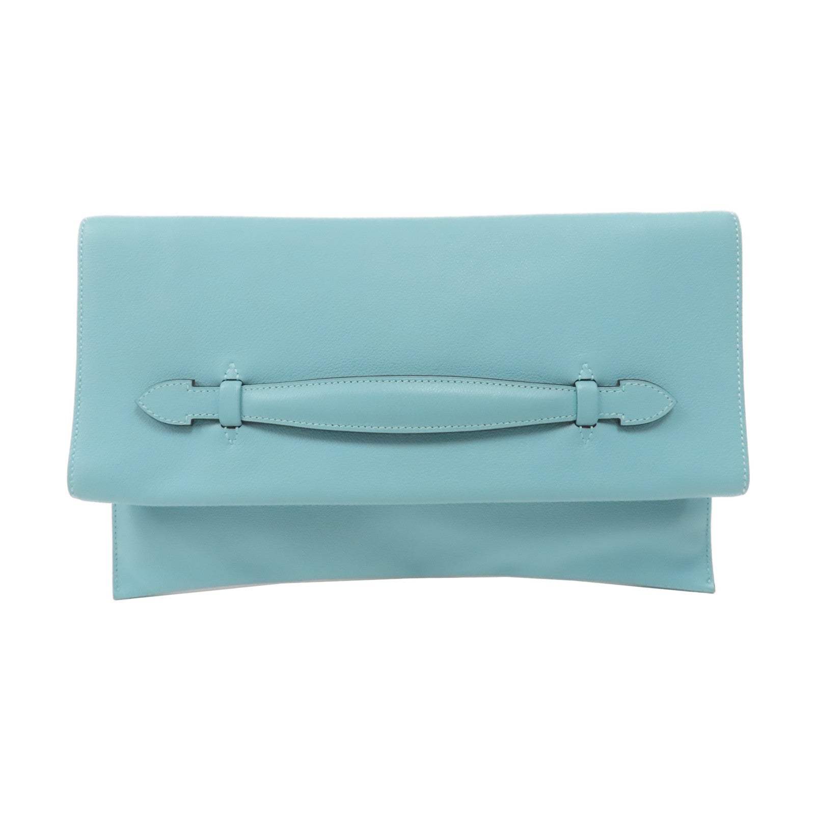 HERMES 【激減優惠】Evercolor皮革Pliplat Clutch手拿包環礁藍色