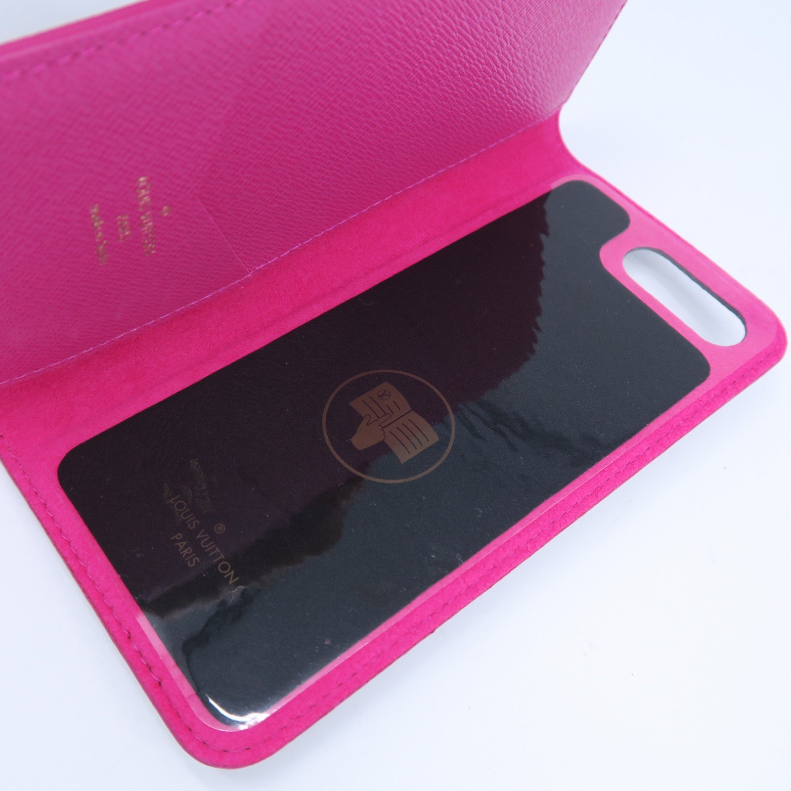 LOUIS VUITTON 【清倉大減價】Monogram iPhone 8 Plus Folio Case手機殼啡色/粉紅色