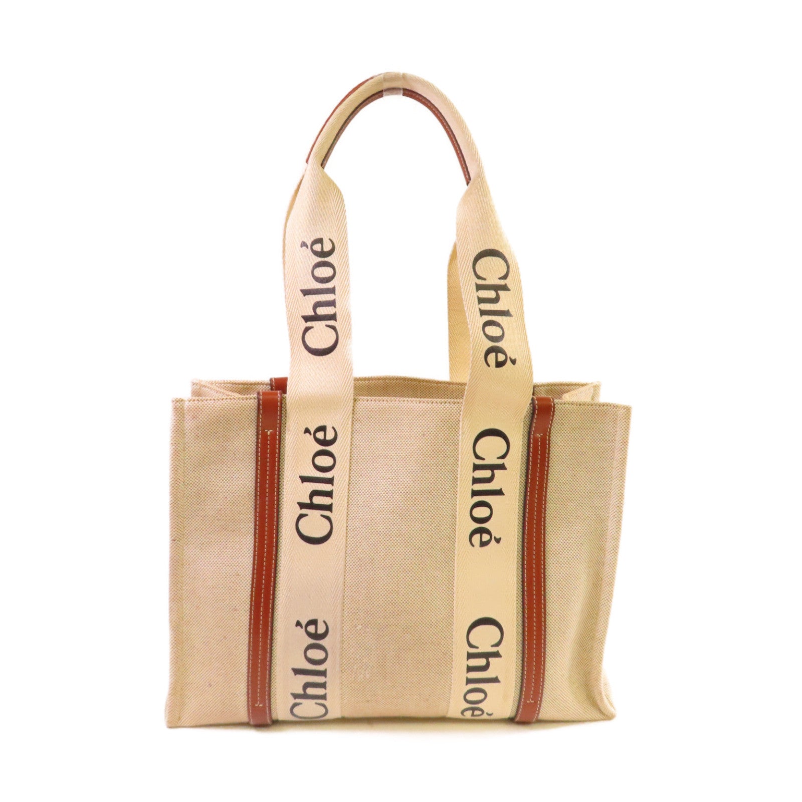 Chloe 帆布Woody Tote Medium Bag肩背袋杏色/啡色 – Brand Off Hong Kong Online Store