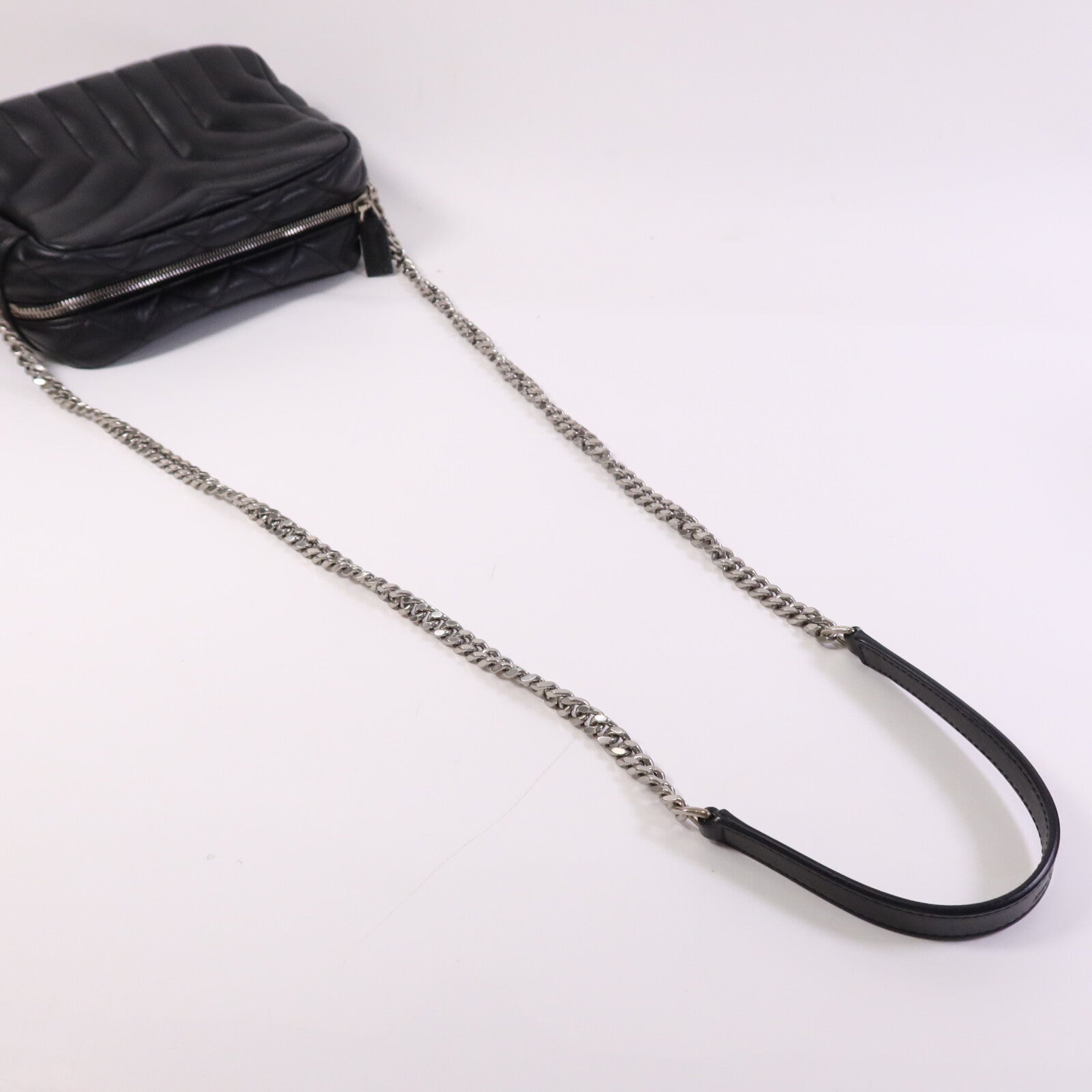 SAINT LAURENT 牛皮皮革Loulou銀扣鏈帶肩背袋