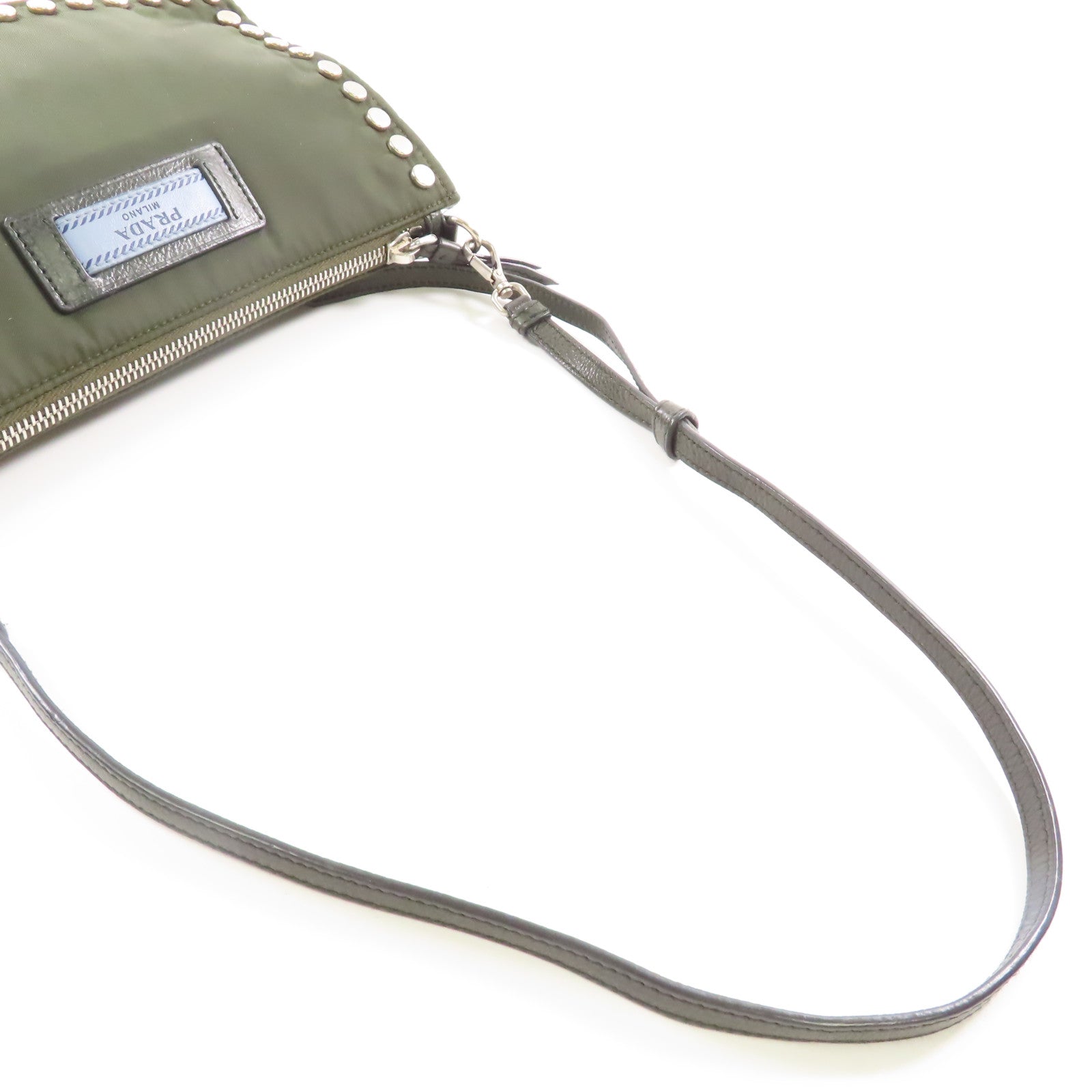 PRADA 尼龍Shoulder Bag銀扣肩背袋綠色