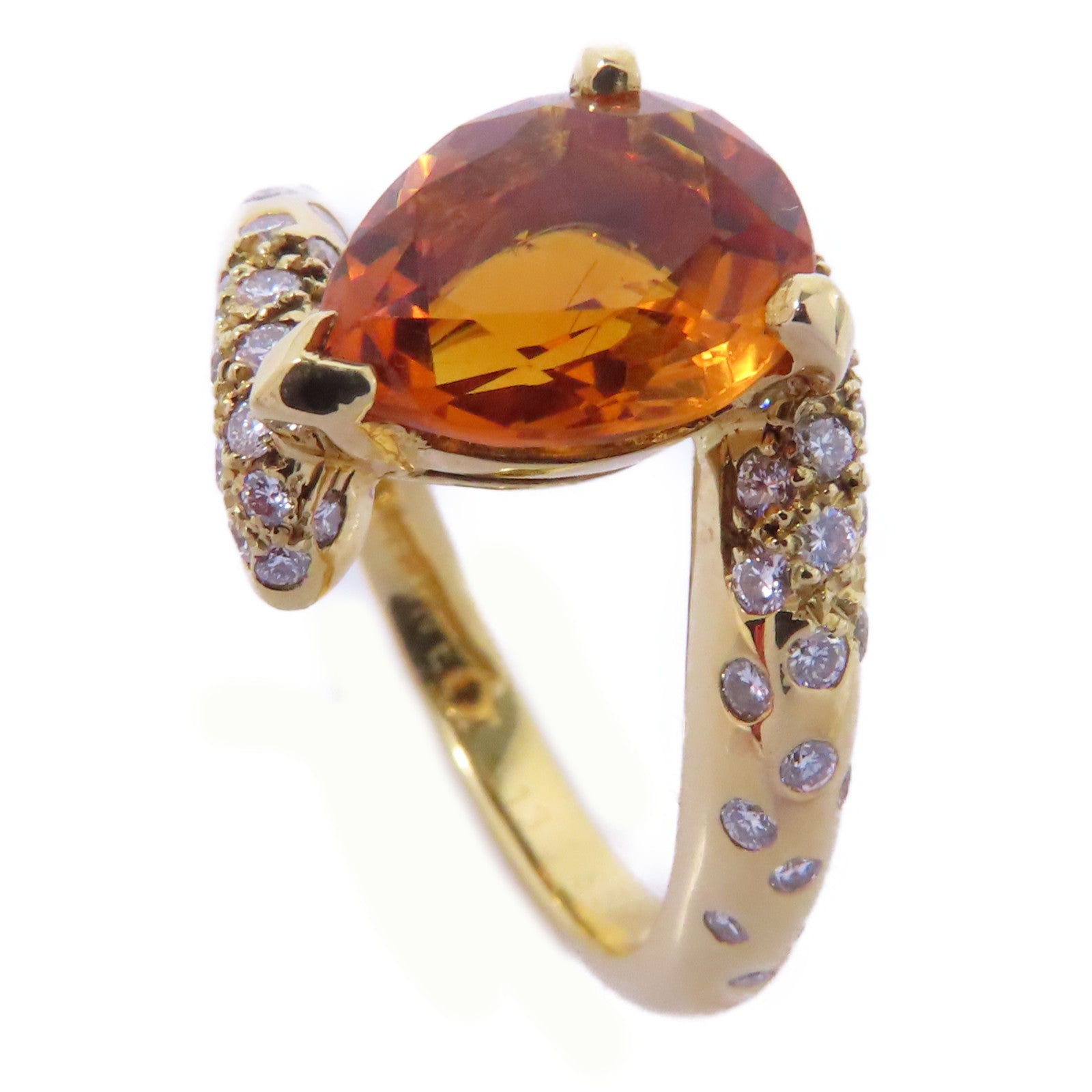 CHANEL 18K黃金Citrine Diamond Ring黃水晶鑽石戒指US#6.5
