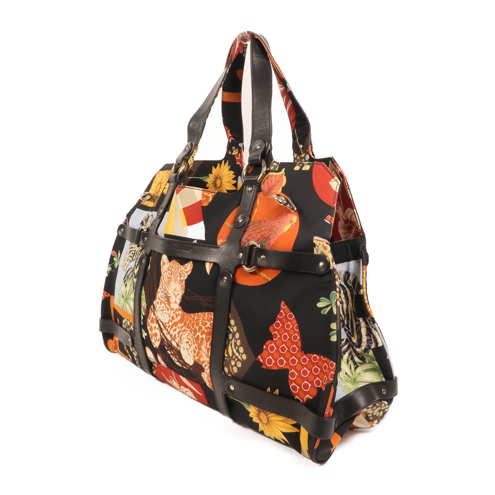 Salvatore Ferragamo 尼龍/牛皮皮革Tote Bag銀扣手挽袋