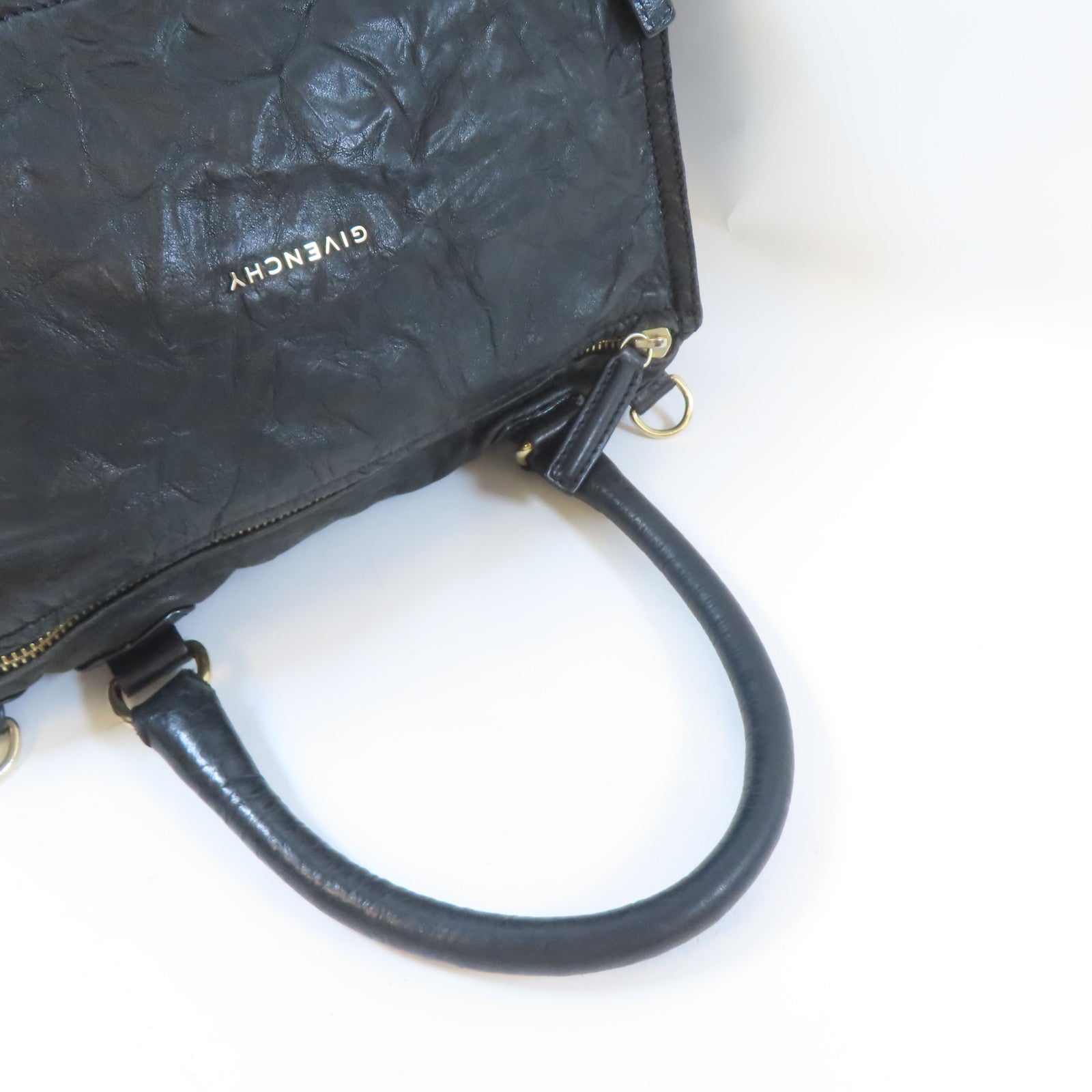 GIVENCHY 皮革Pandora Large Bag金扣手挽肩背兩用袋黑色