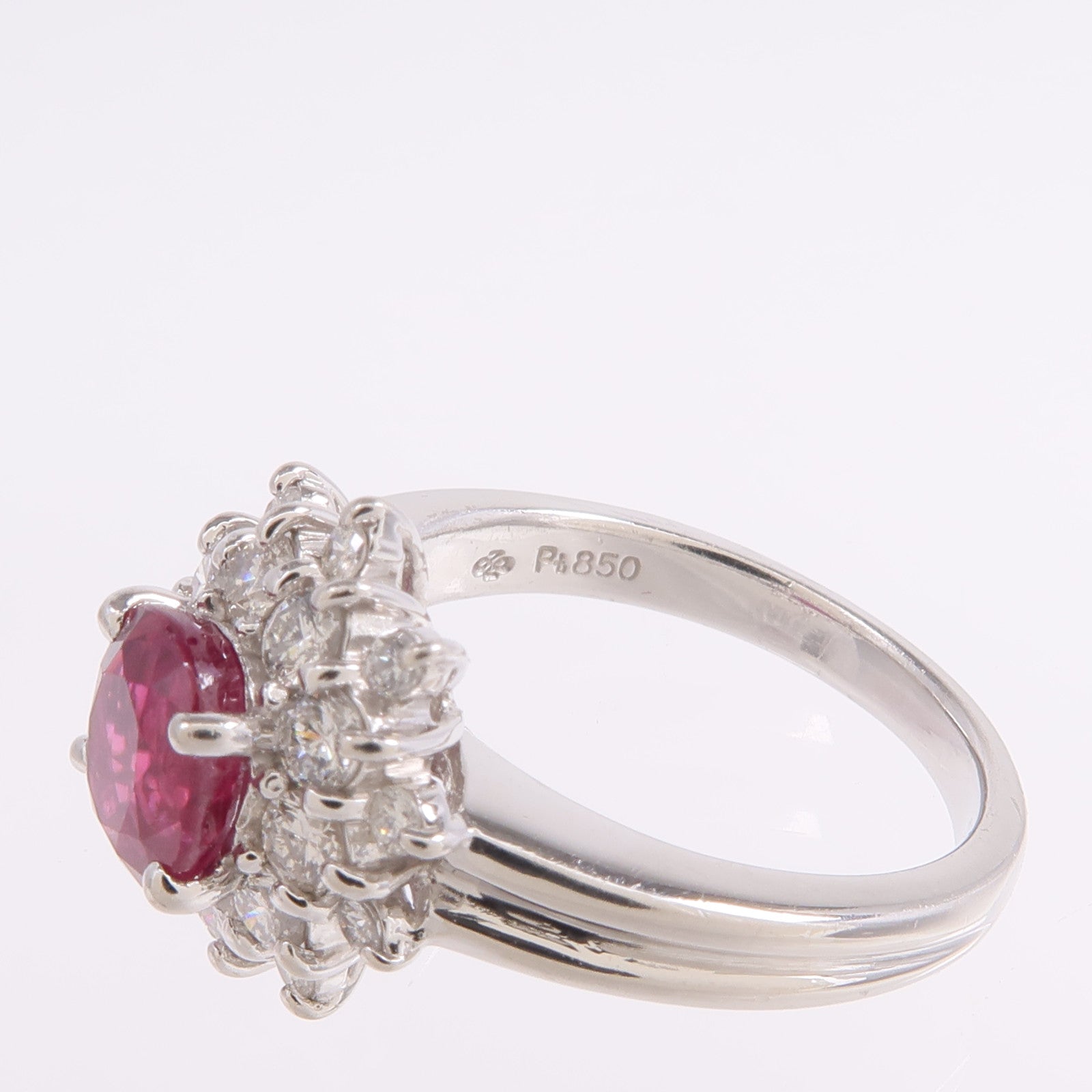 JEWELRY PT850鉑金Ruby Diamond Ring紅寶石/鑽石戒指